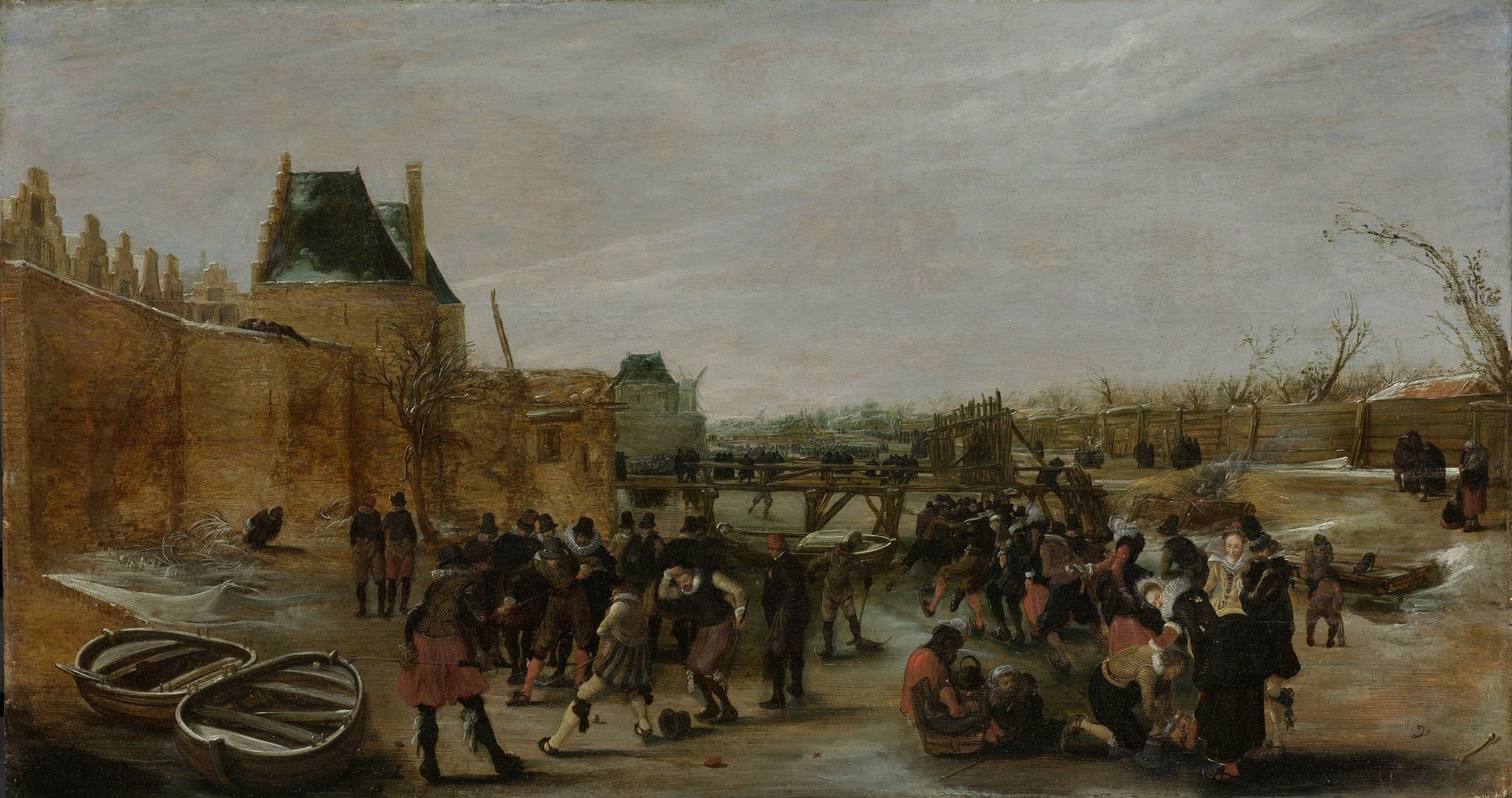Ijsvermaak Op Een Stadsgracht by Hendrick Avercamp