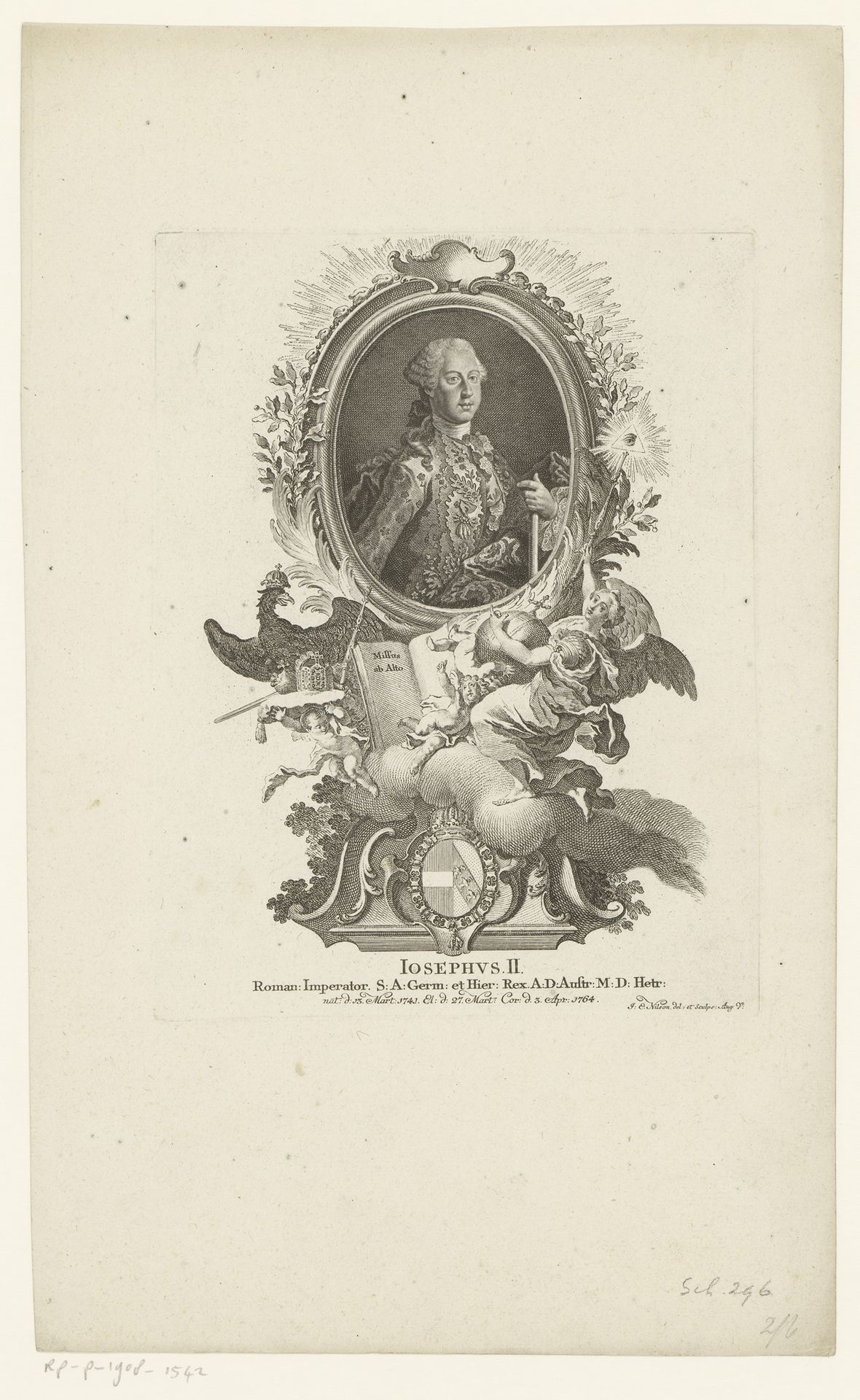 Portret van Jozef II, Rooms-Duits keizer by Johann Esaias Nilson