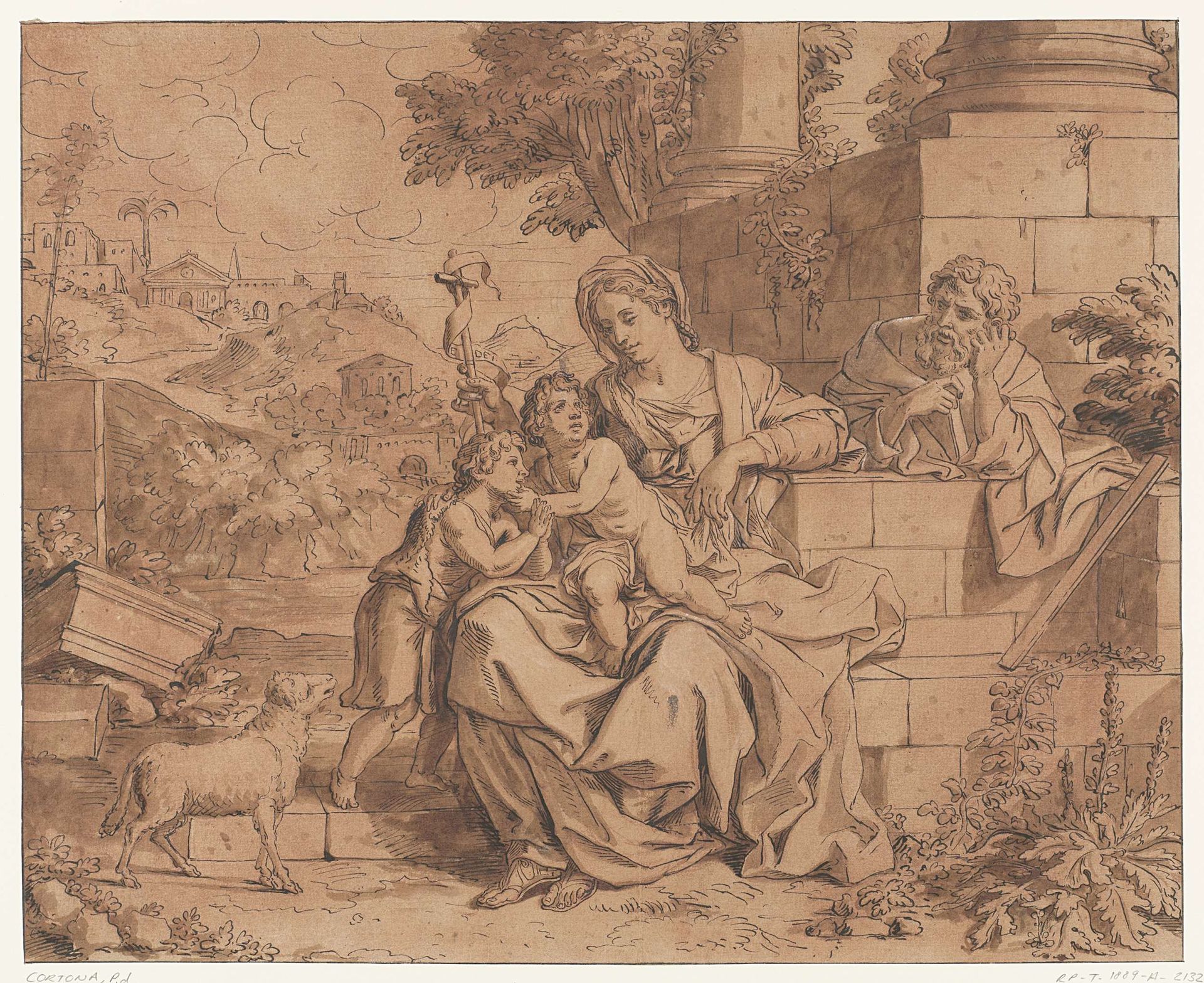 Heilige Familie bij een ruïne by Anonymous