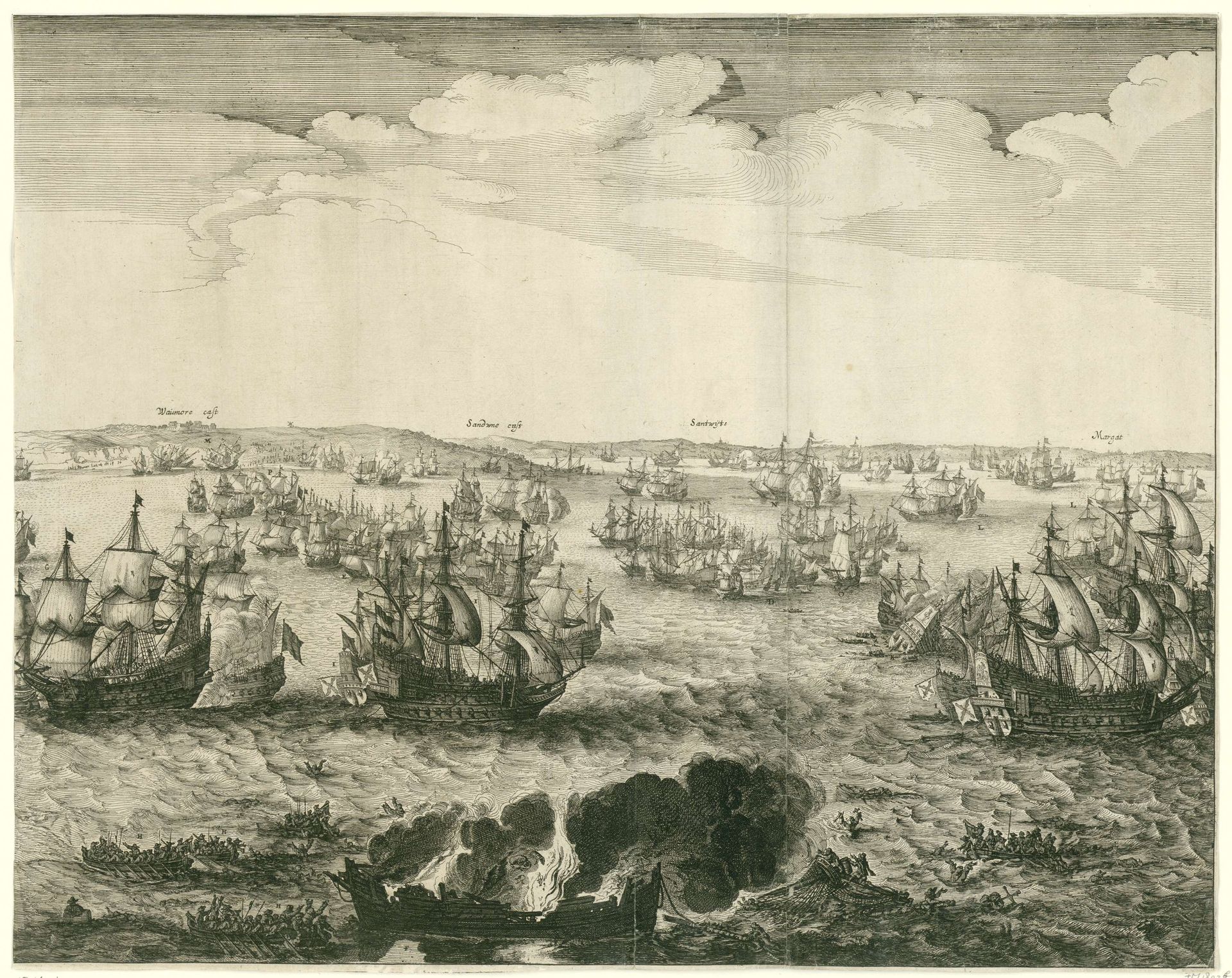 Zeeslag bij Duins (rechterplaat), 1639 by Salomon Savery