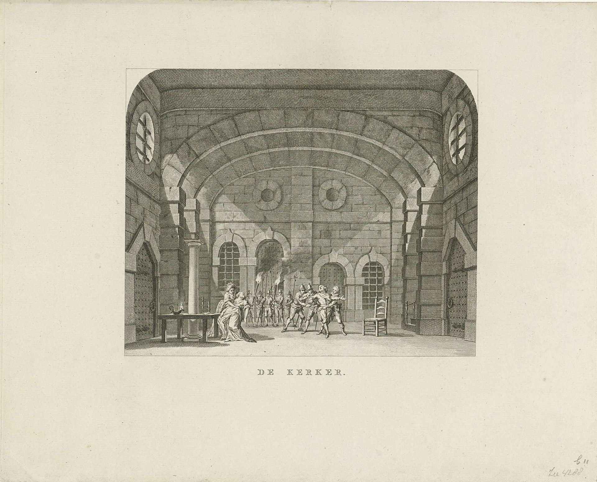 Schouwburg met toneeldecor: De Kerker by Cornelis Brouwer