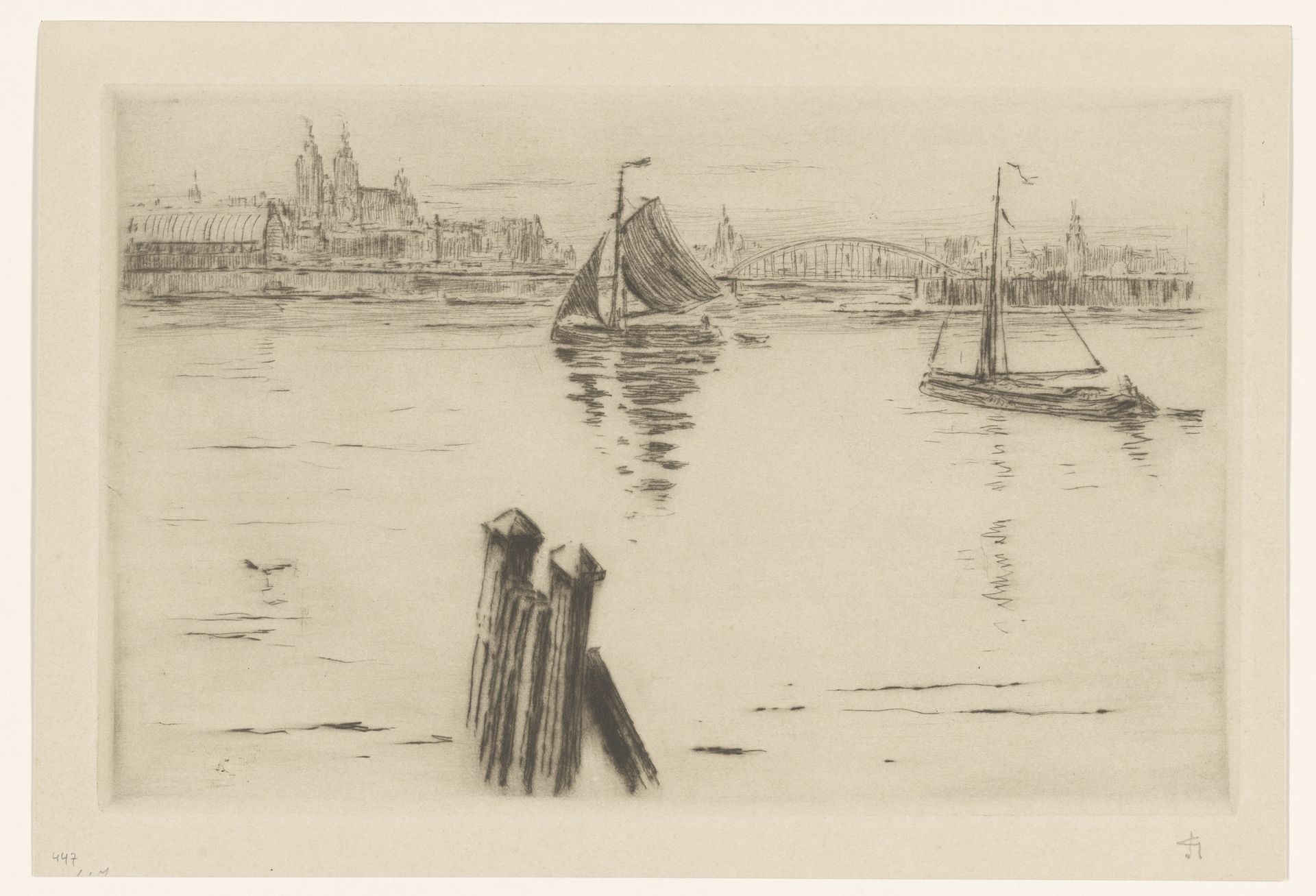 Gezicht op een spoorwegviaduct in Amsterdam by Carel Nicolaas Storm van 's-Gravesande