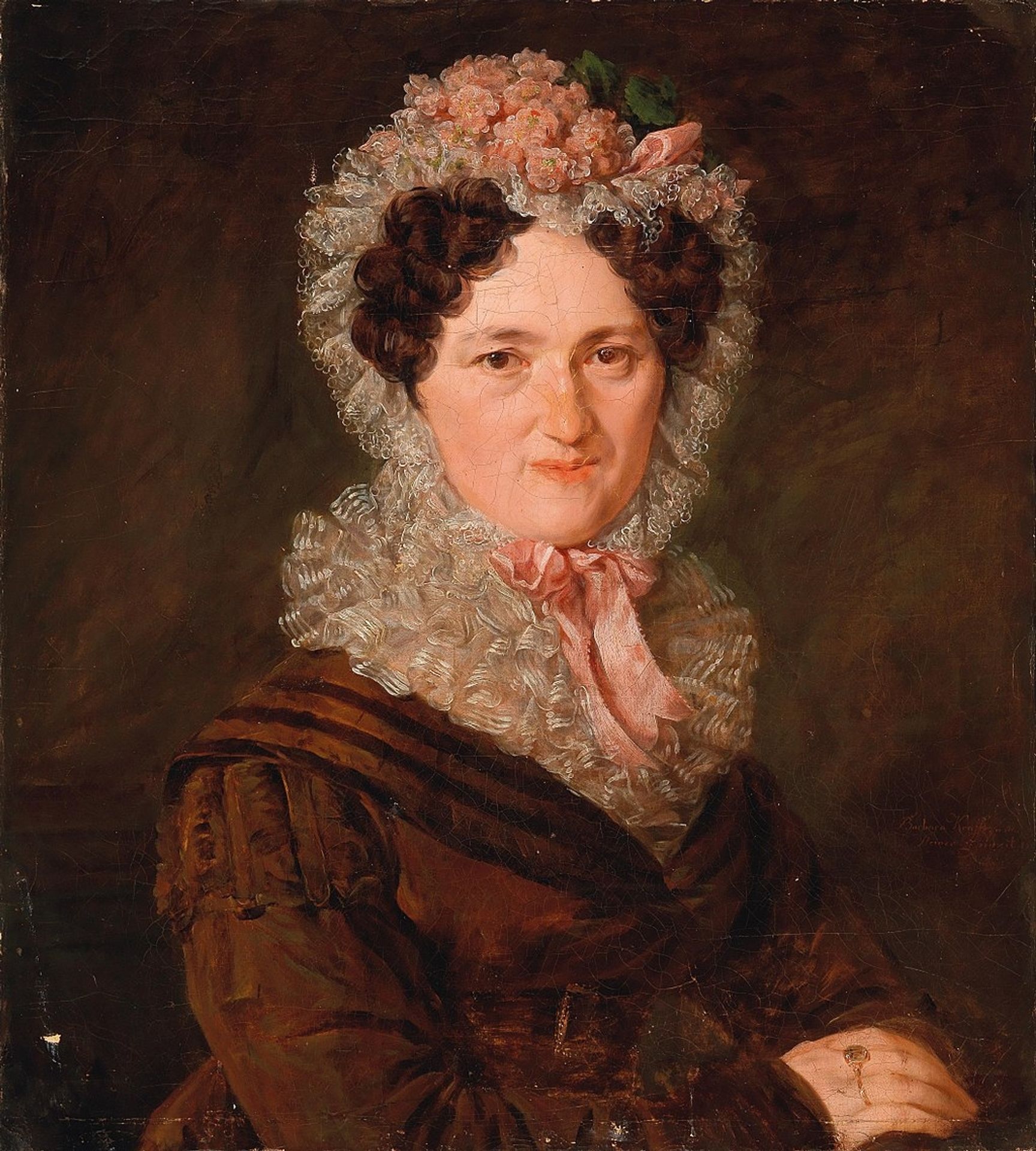 Portrait of a Woman with Mob Cap by Barbara Krafft