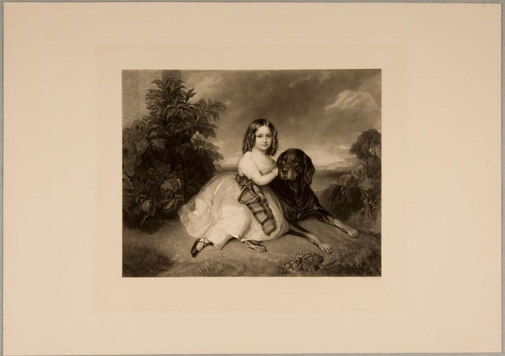 Child and Dog in a Landscape by Alphonse Martinet