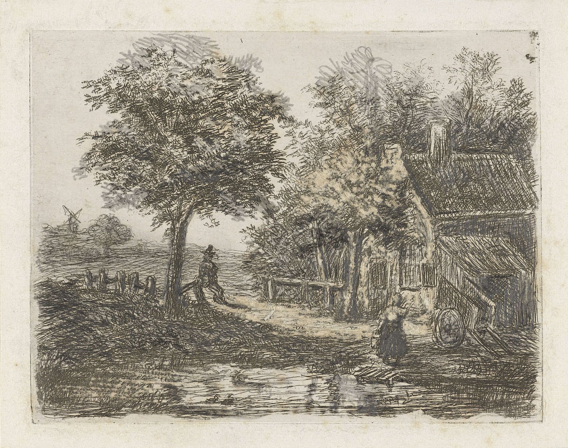 Boerderij aan het water by David van der (1804-1879) Kellen