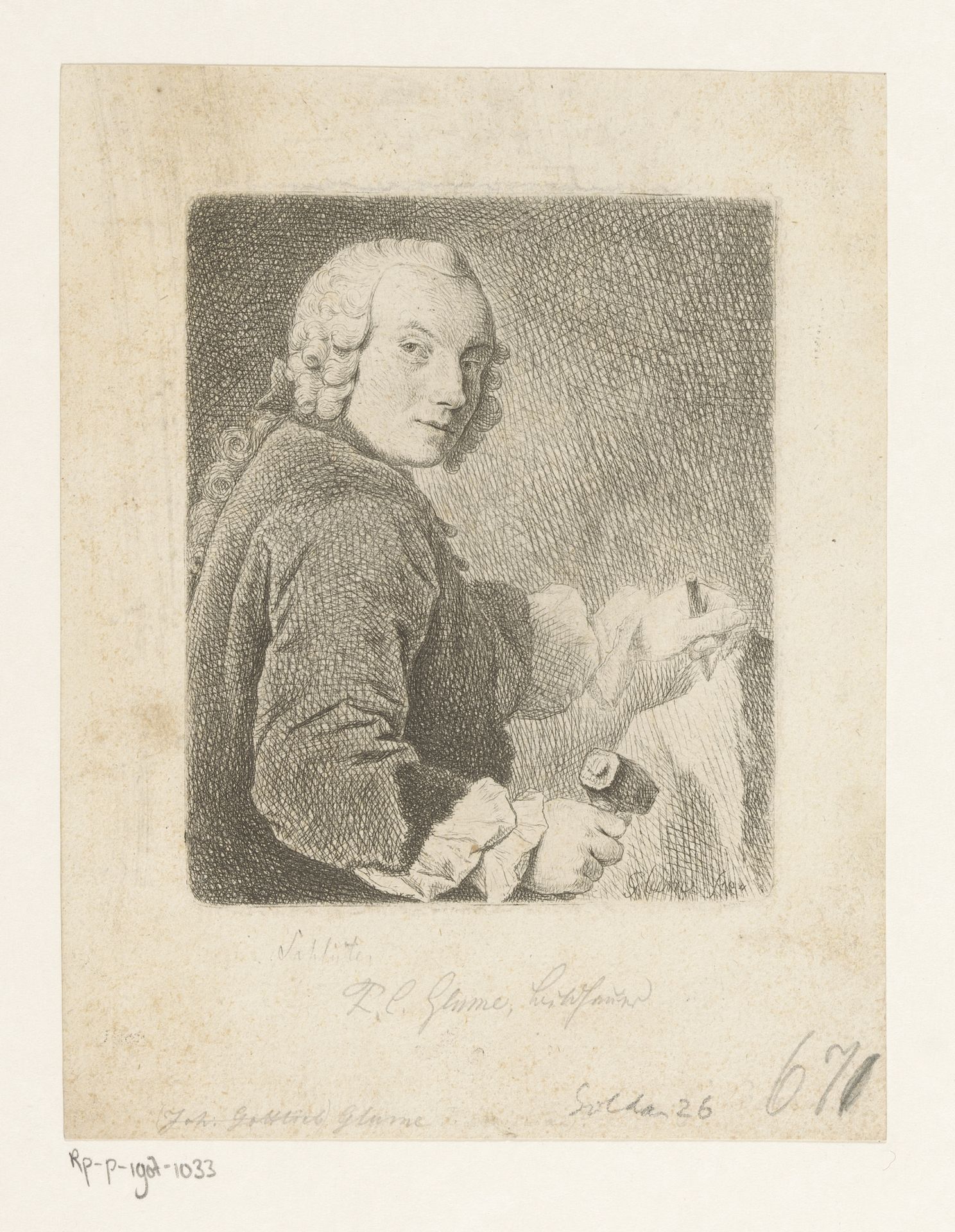 Portret van Friedrich Christian Glume by Johann Gottlieb Glume