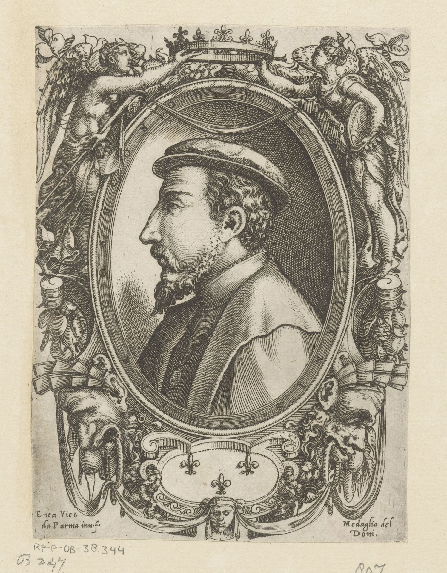 Portret van Hendrik II, koning van Frankrijk by Enea Vico