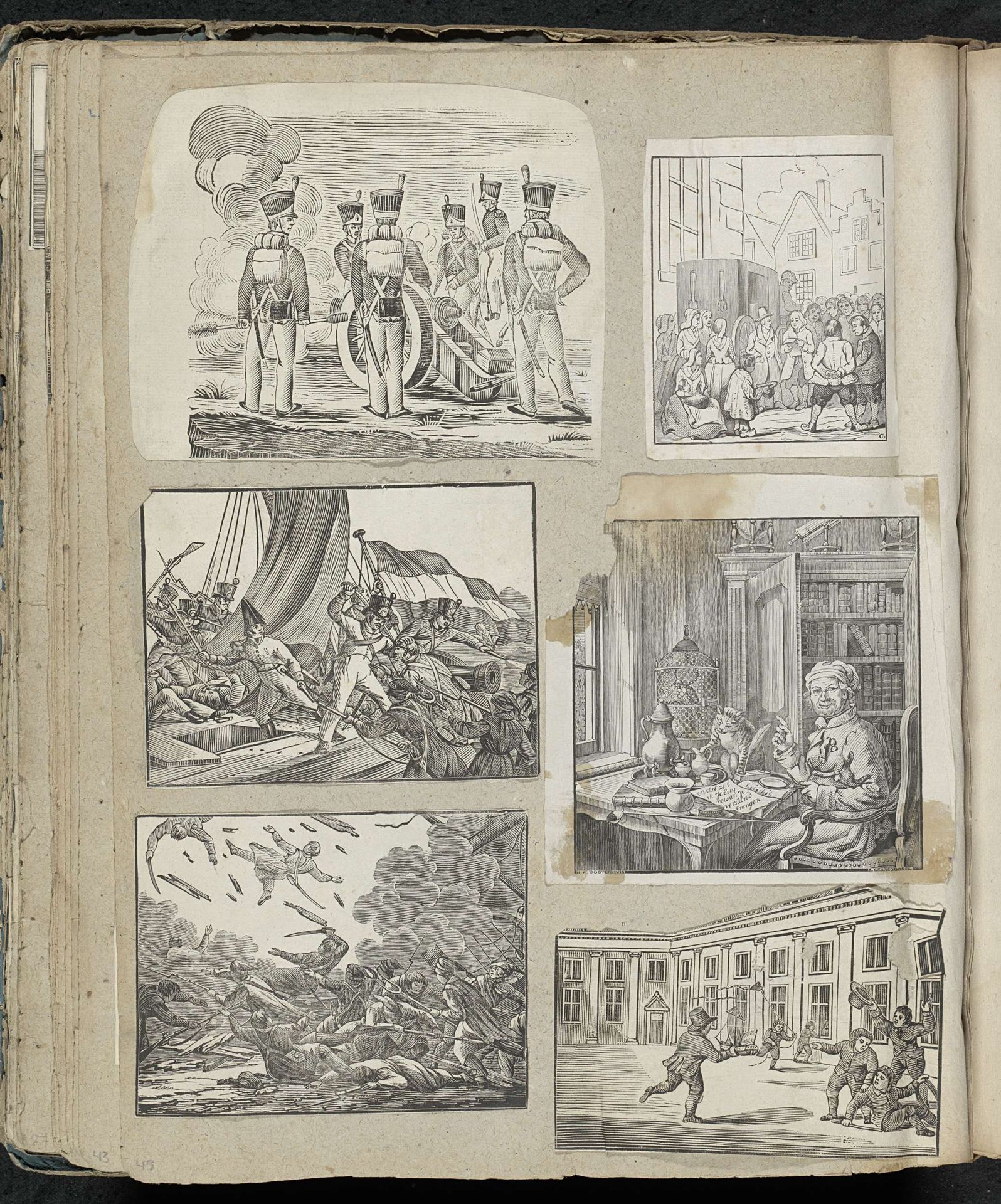 Albumblad met diverse voorstellingen by Alexander Cranendoncq