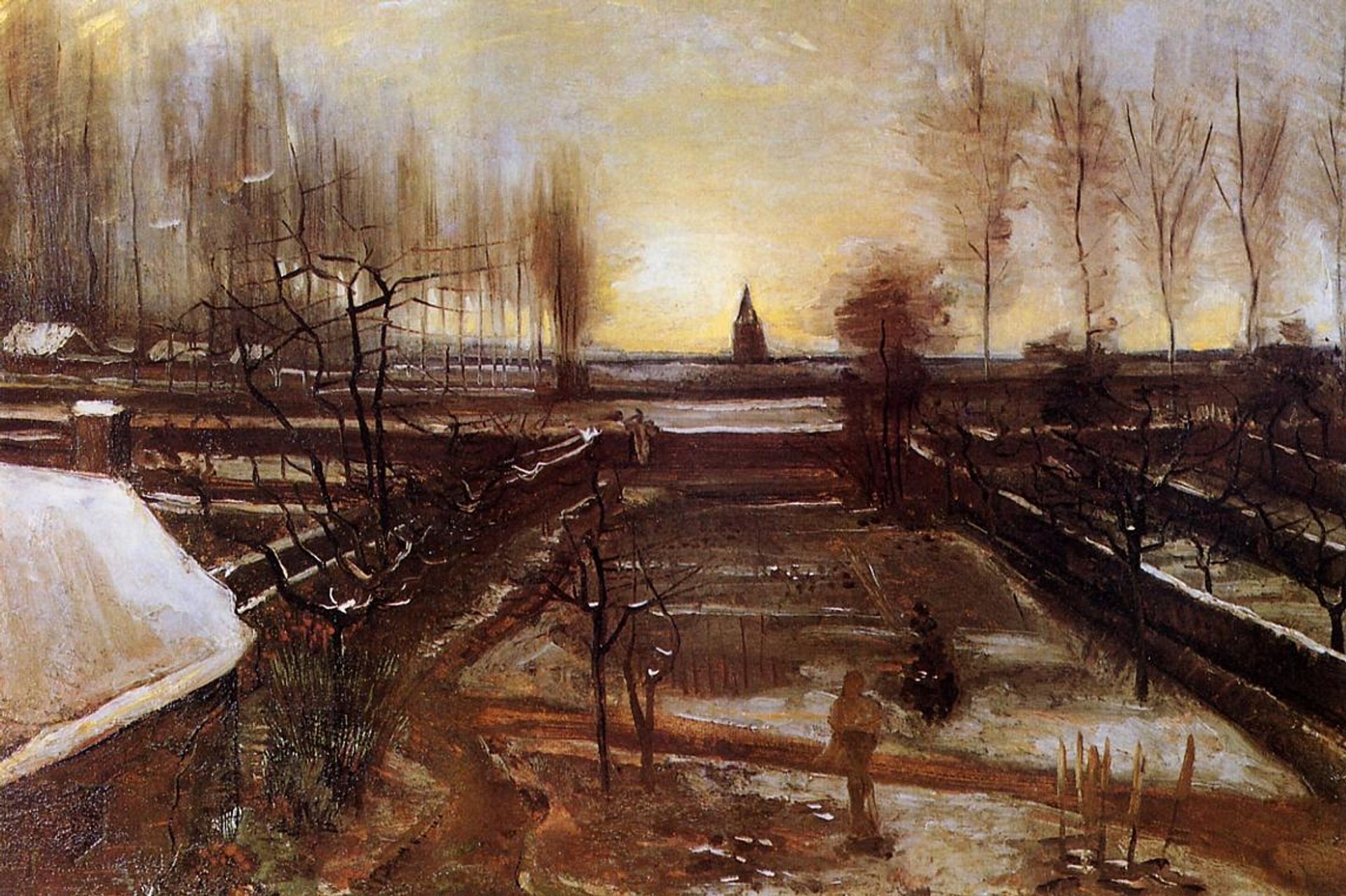 The Parsonage Garden at Nuenen in the Snow by Vincent van Gogh