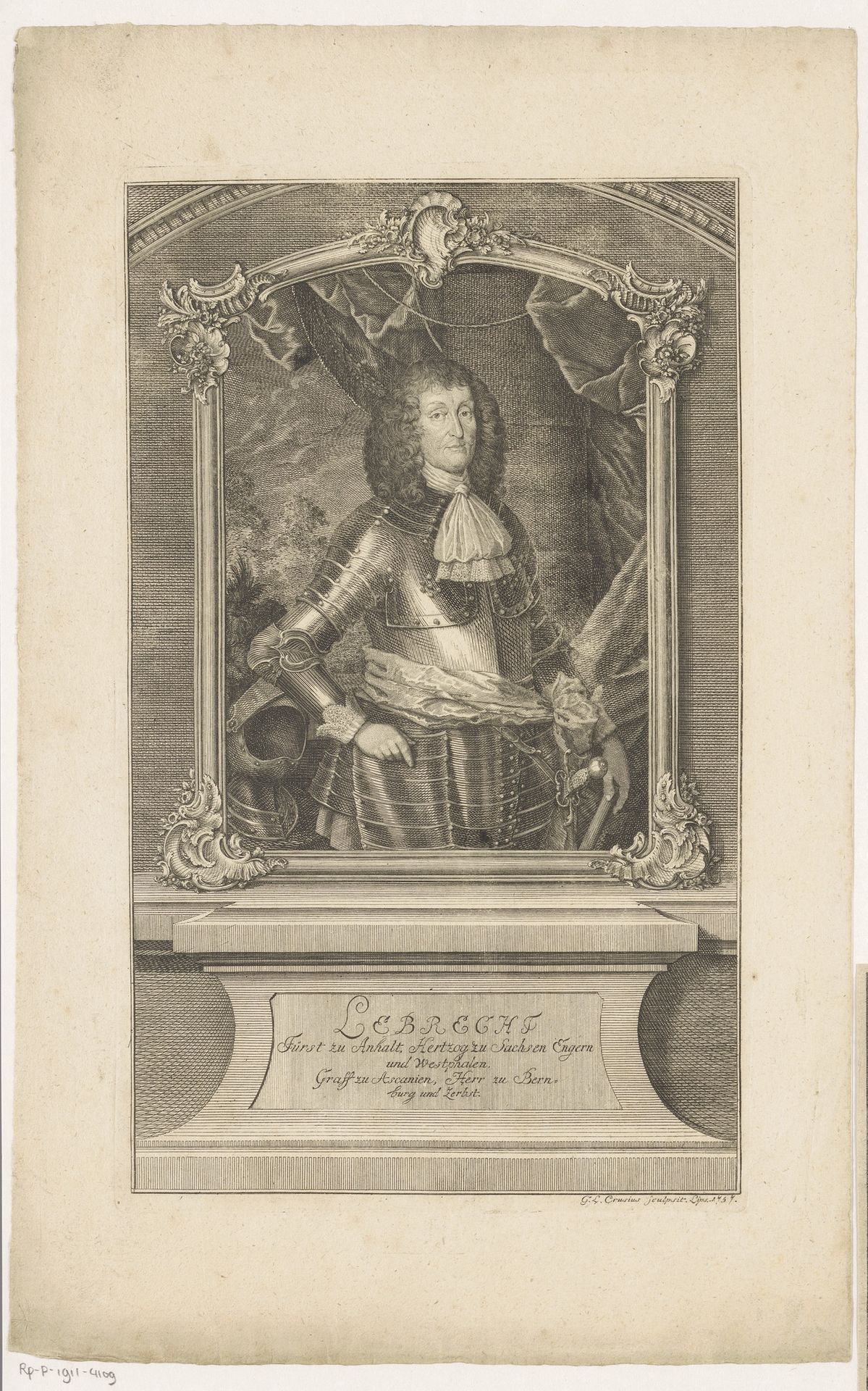 Portret van Lebrecht von Anhalt-Köthen by Gottlieb Leberecht Crusius
