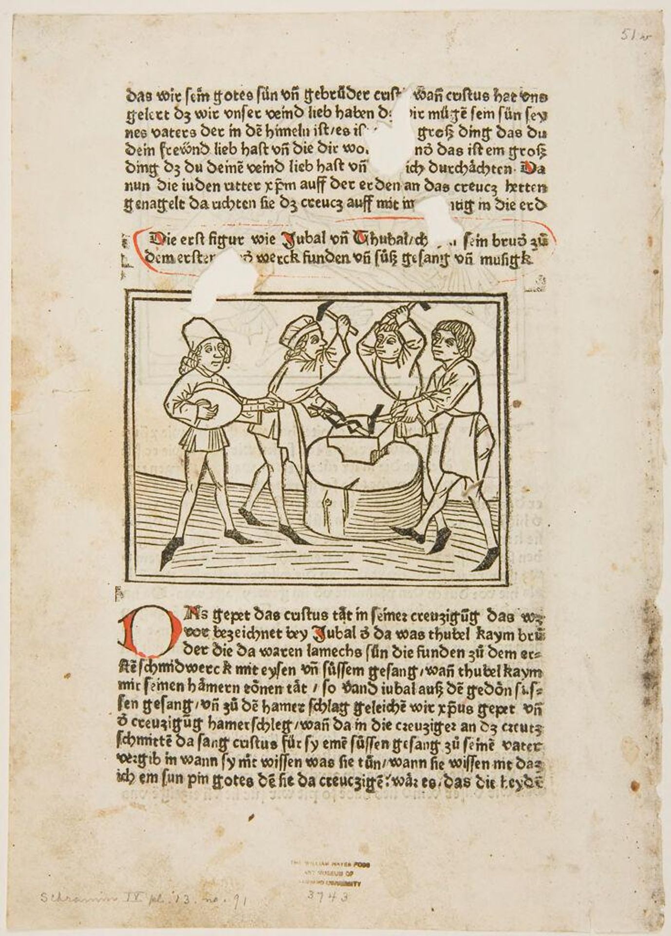 Jubal and Tubalkain; verso: Christ Nailed to the Cross by Anonymous