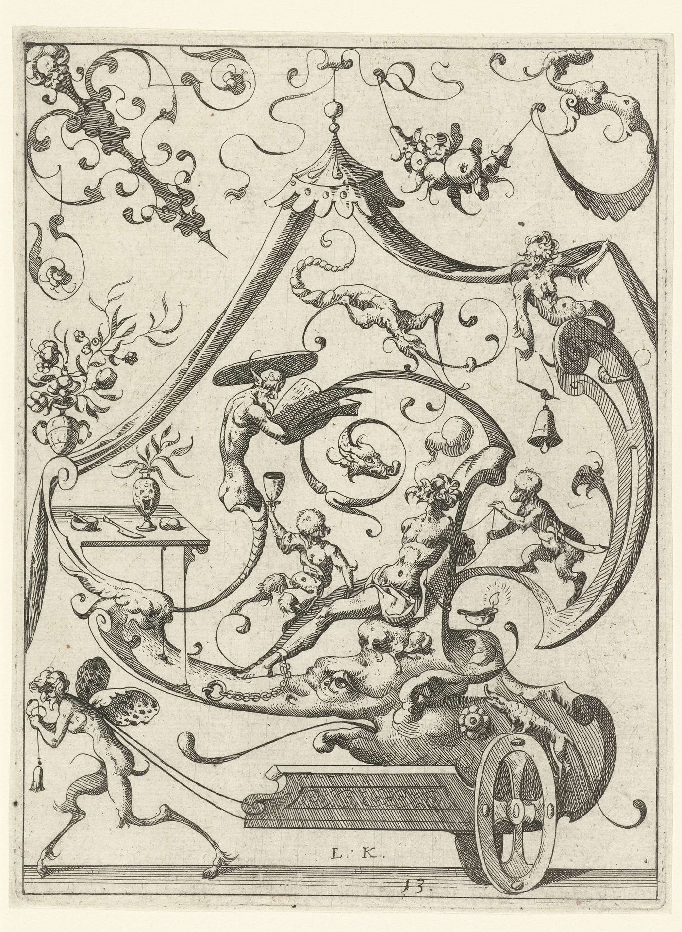 Vlakdecoratie met grotesken by Lucas Kilian
