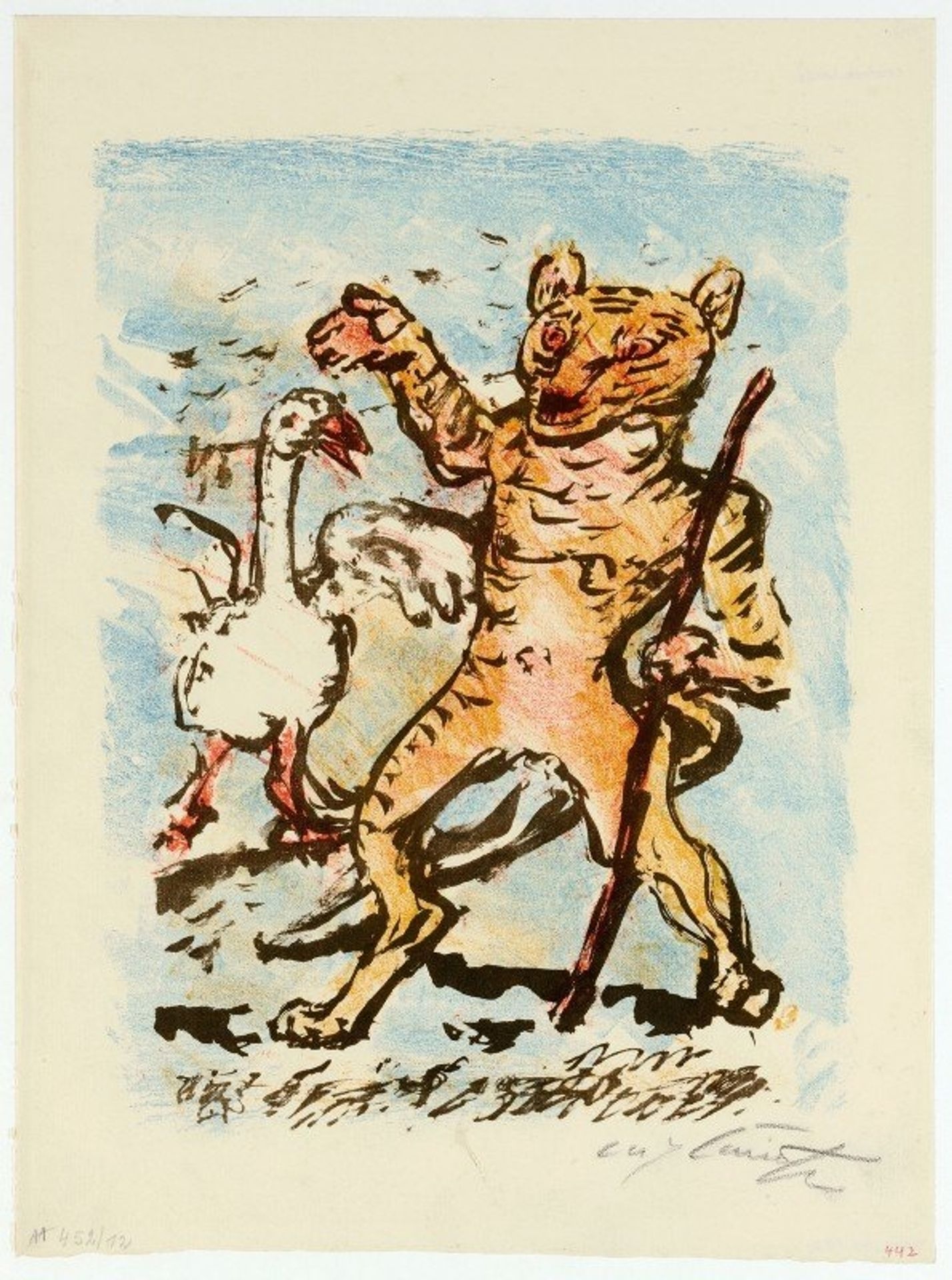 Der Kater Hinze Und Eine Singende Gans by Lovis Corinth