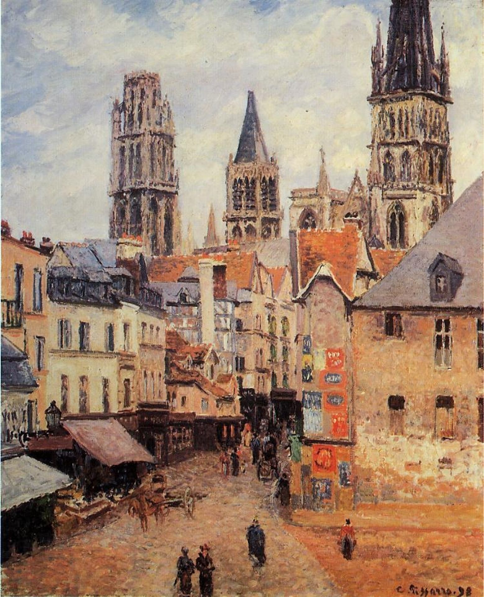 Rue de l'epicerie at Rouen, on a Grey Morning by Camille Pissarro