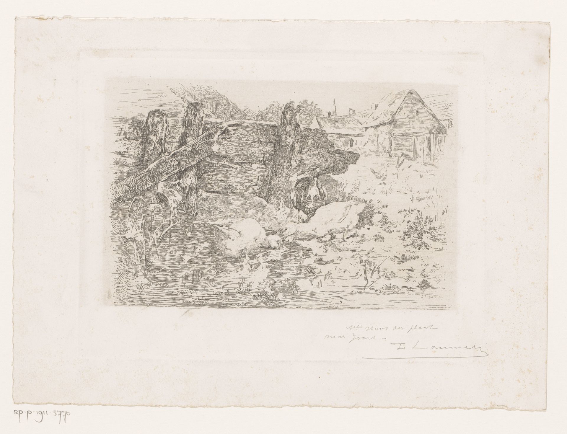 Eenden op het erf van een boerderij by Frans Lauwers