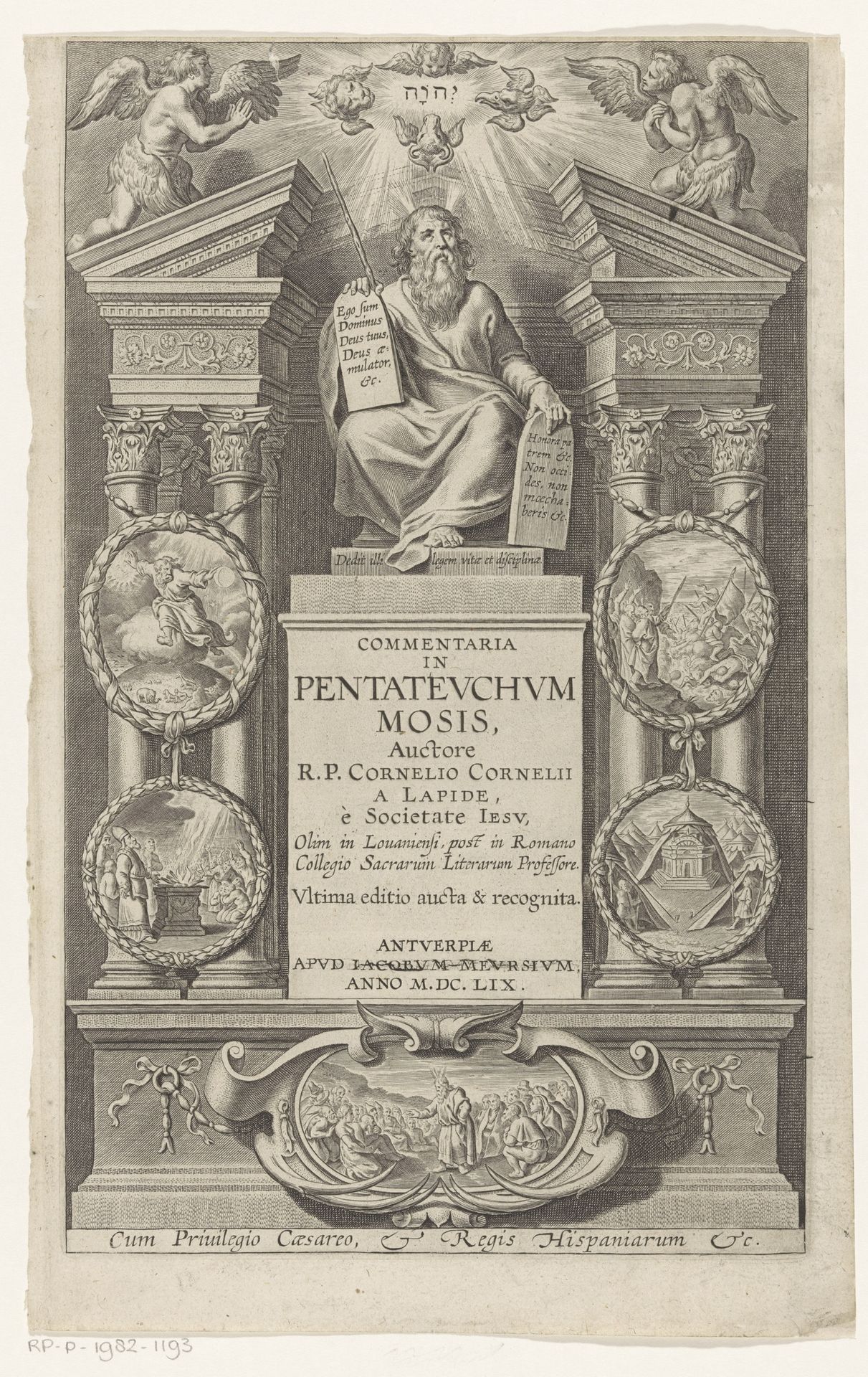 Mozes en vijf scènes uit de Pentateuch by Cornelis Galle I