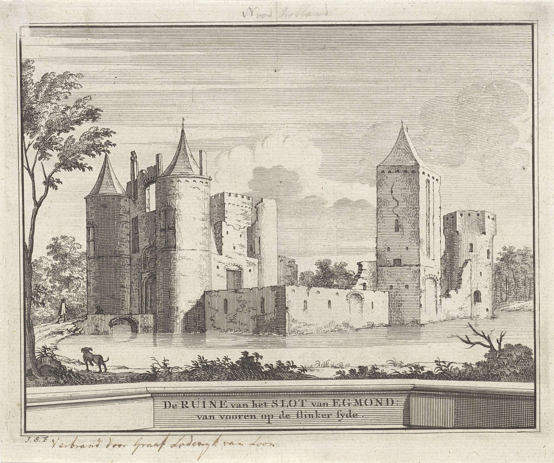 Gezicht op de ruïne van kasteel Egmond te Egmond aan den Hoef by Jacobus Schijnvoet