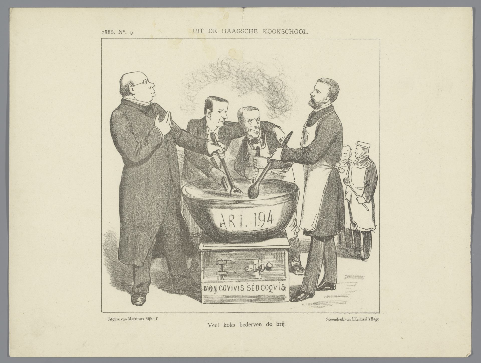 Politieke spotprent over artikel 194, 1886 by Johan Michaël Schmidt Crans