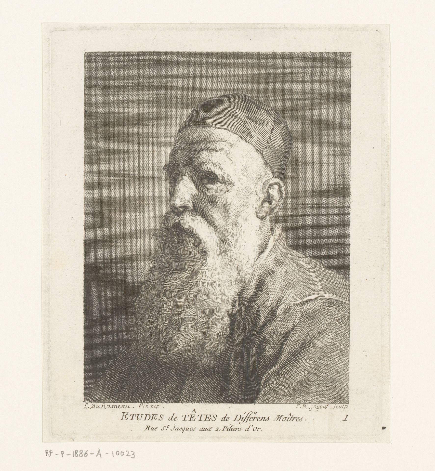 Buste van een oude man met baard, naar links gekeerd by François Robert Ingouf