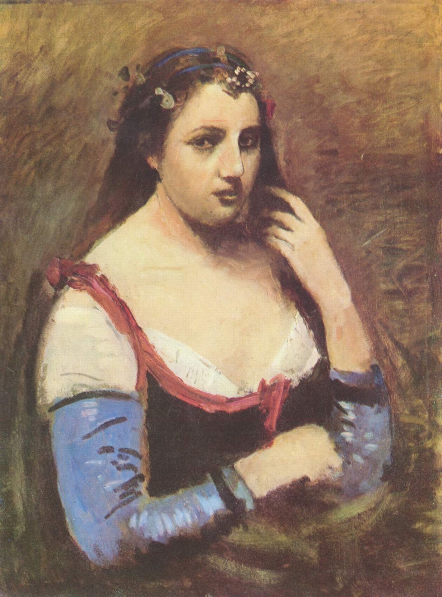 Woman with Daisies by Camille Corot