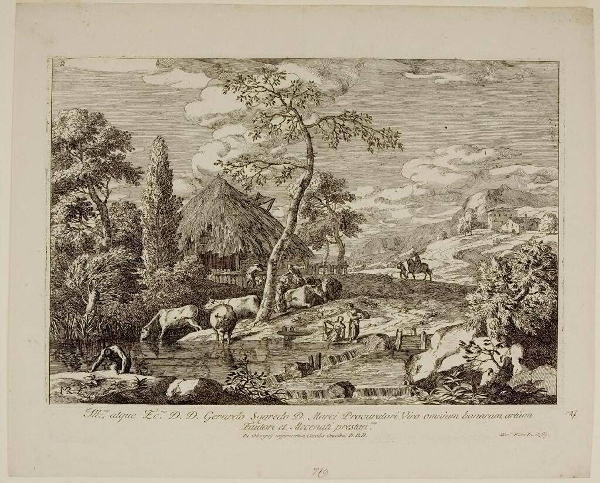 Herd of Cattle Coming from a Stable by Marco Ricci