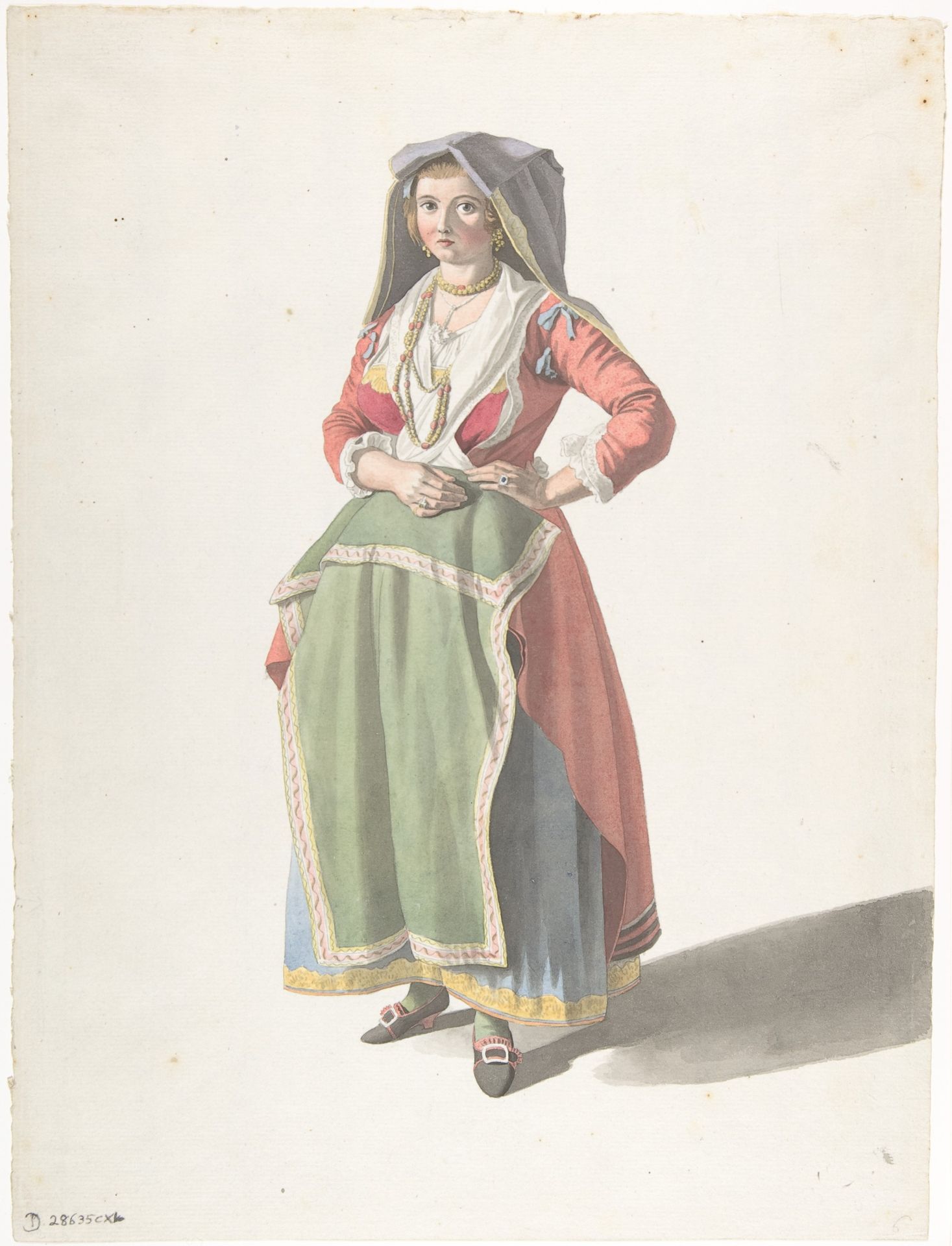 Young Woman Standing in Traditional Neapolitan Dress by Giovanni Battista ("Titta") Lusieri