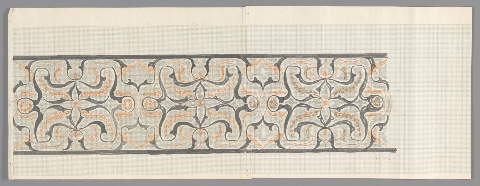 Decoratief ontwerp voor een langwerpig paneel by Carel Adolph Lion Cachet