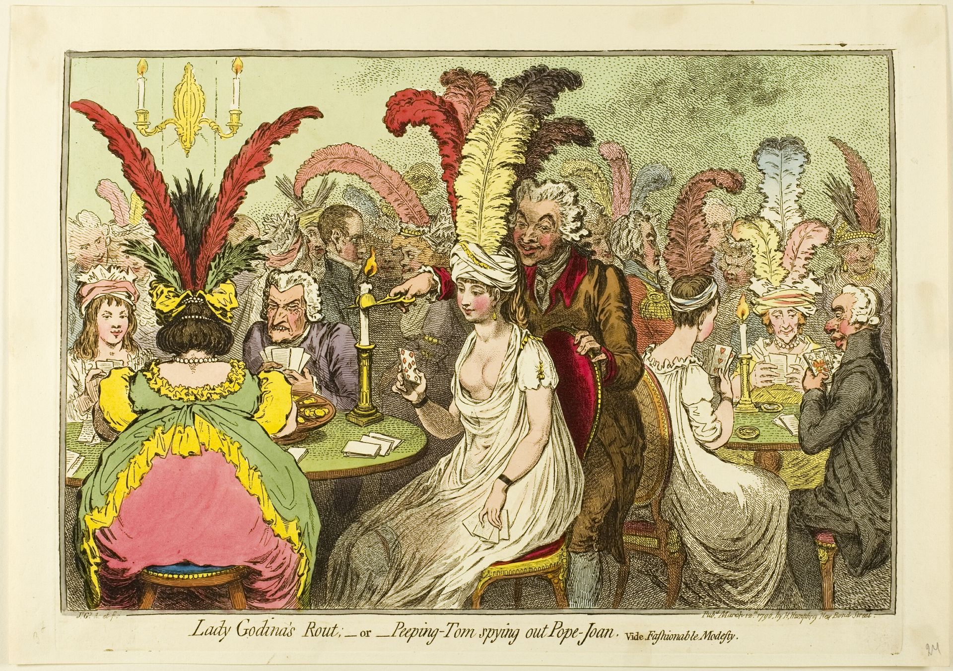 Lady Godina's Rout; —or—Peeping Tom Spying Out Pope Joan by James Gillray