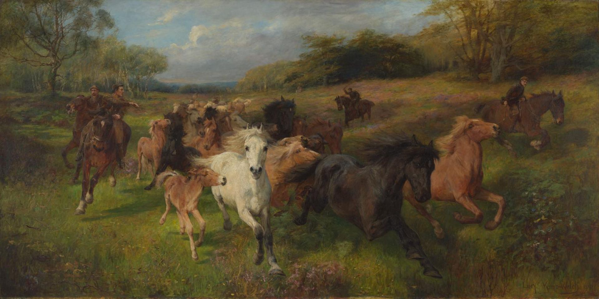Colt Hunting in the New Forest by  Lucy Kemp-Welch