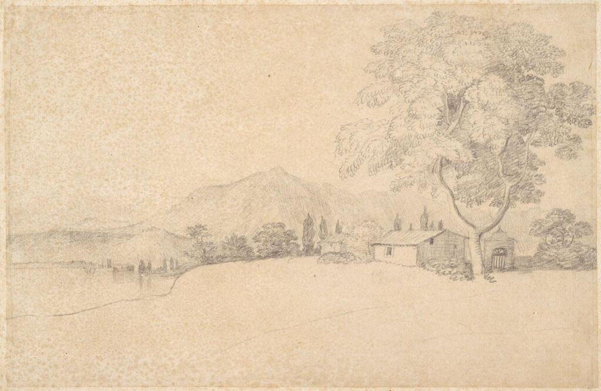 Landscape with Houses, Lake, and Mountains by Claude Lorrain