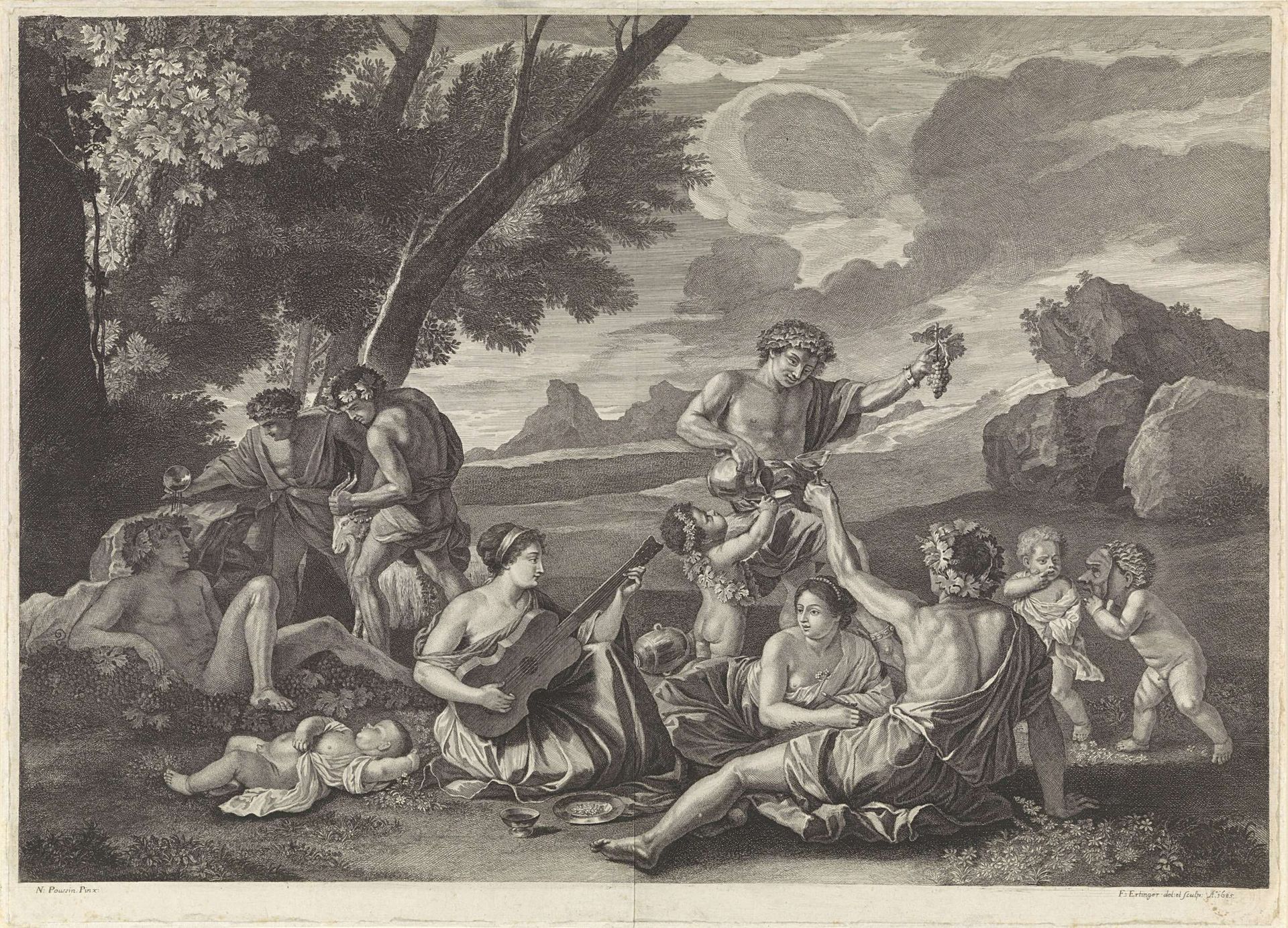 Landschap met bacchanten by Franz Ertinger