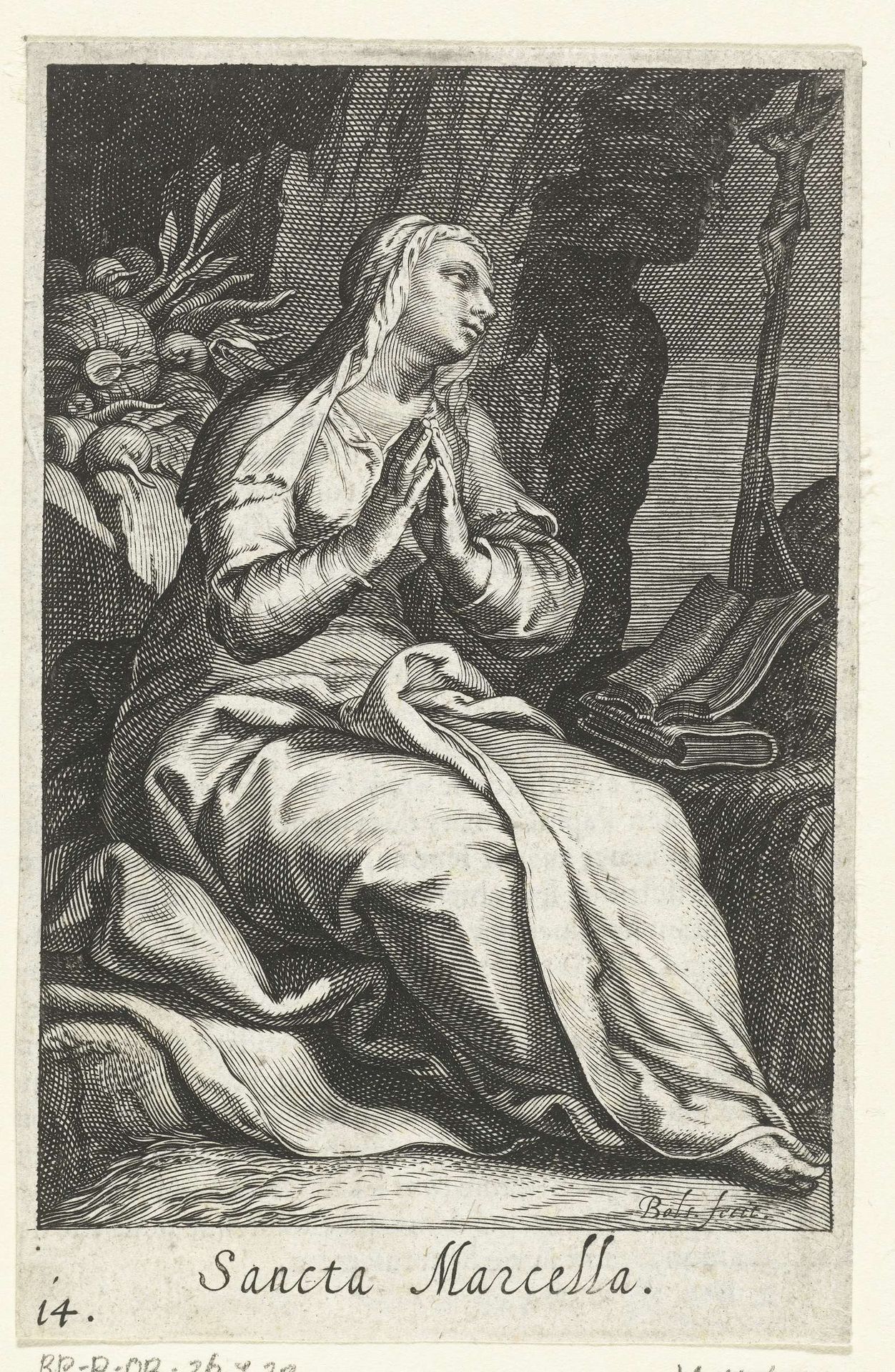 Heilige Marcella van Rome als kluizenares by Boëtius Adamsz. Bolswert