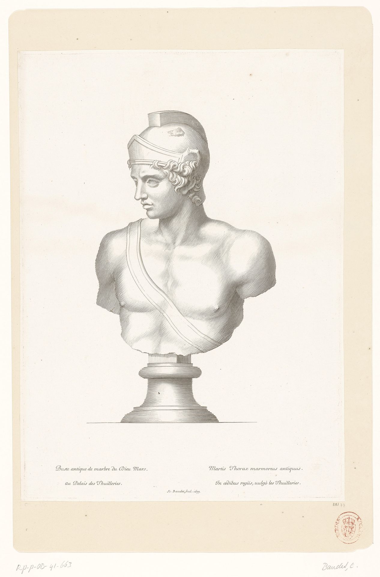 Antieke buste van Mars by Etienne Baudet