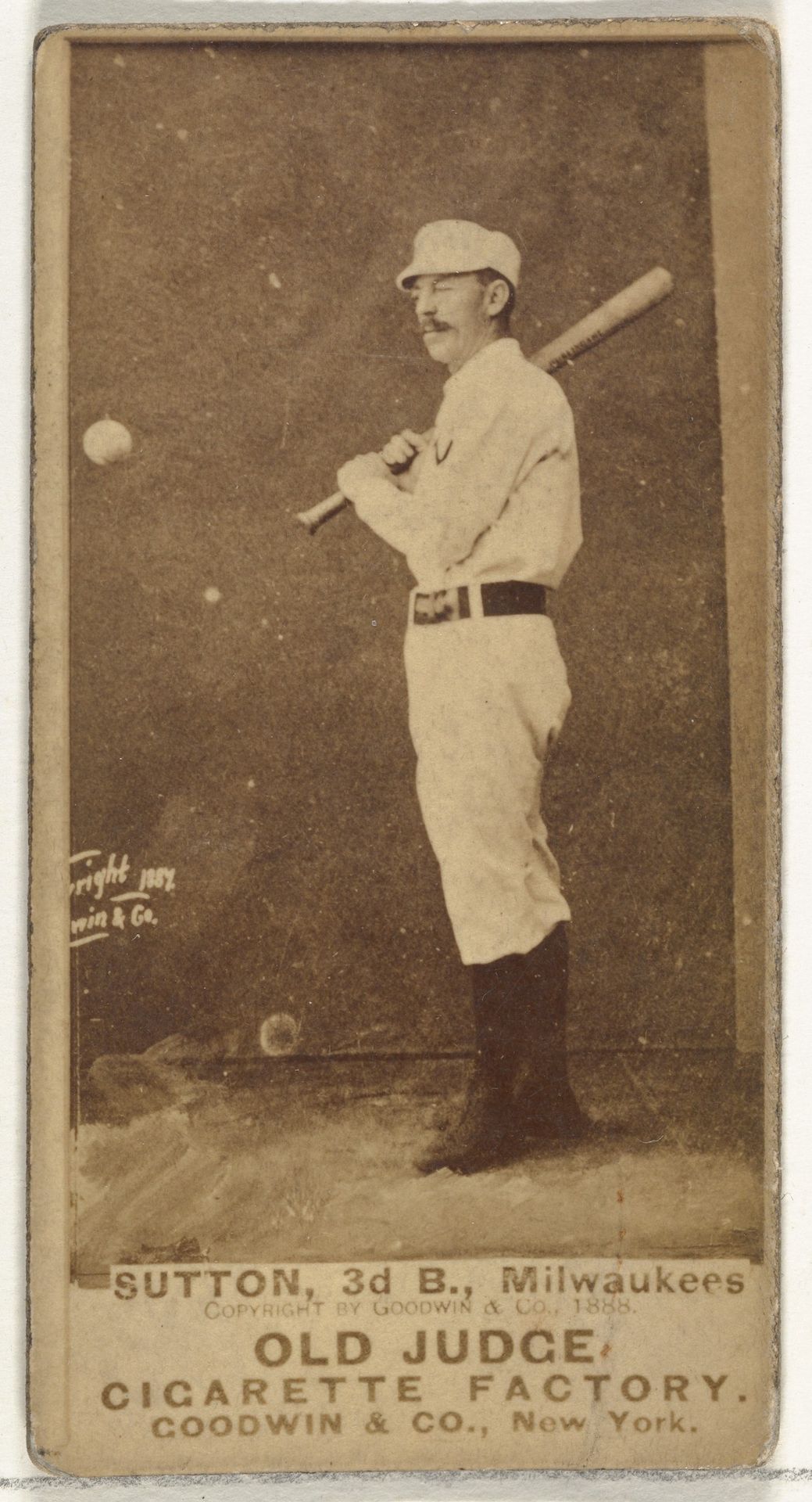 Ezra Ballou Sutton, 3rd Base, Milwaukee, from the Old Judge series (N172) for Old Judge Cigarettes by Goodwin & Company