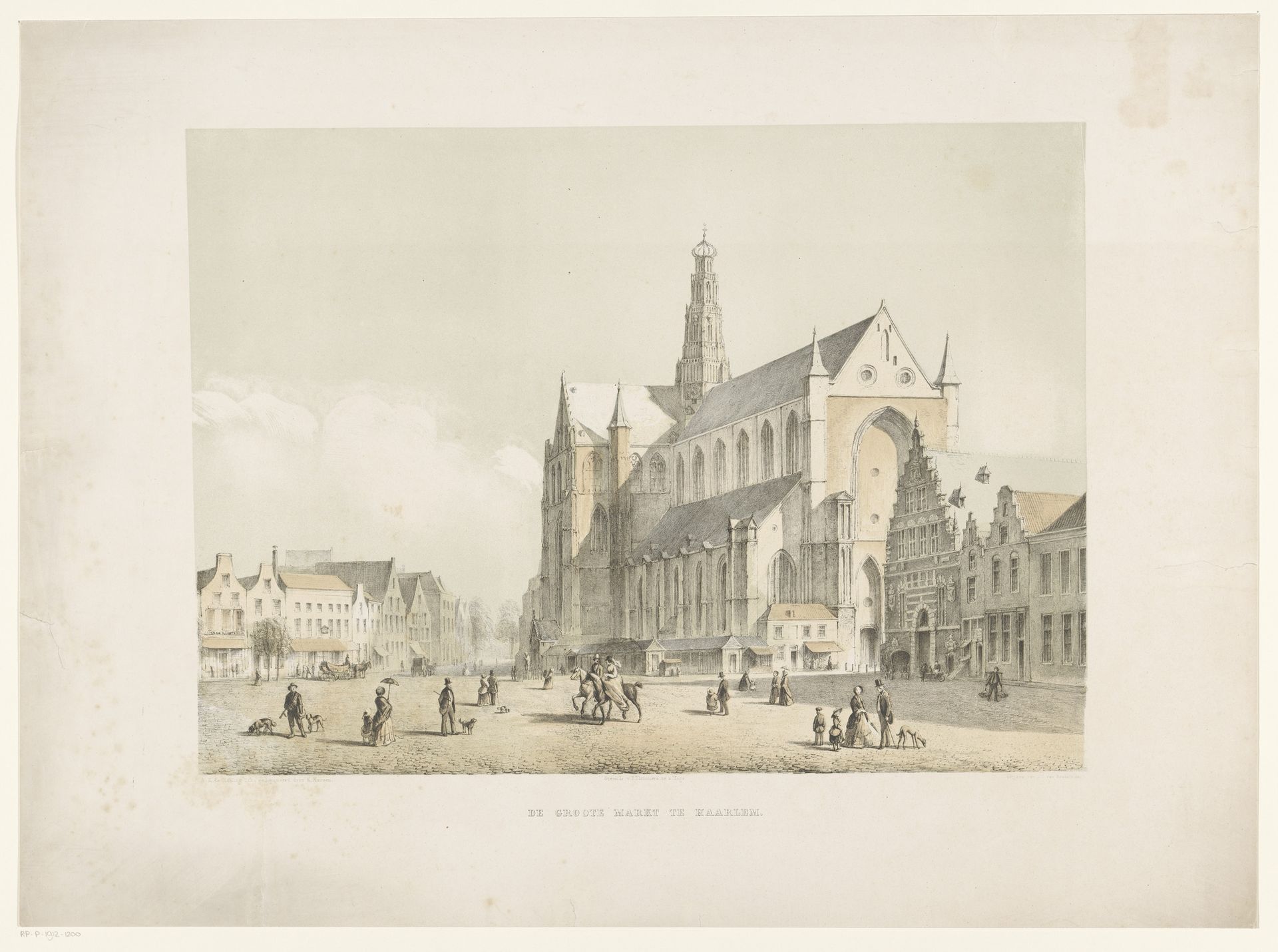 Gezicht op Sint-Bavo Kerk en de Grote Markt te Haarlem by Arie Ketting de Koningh