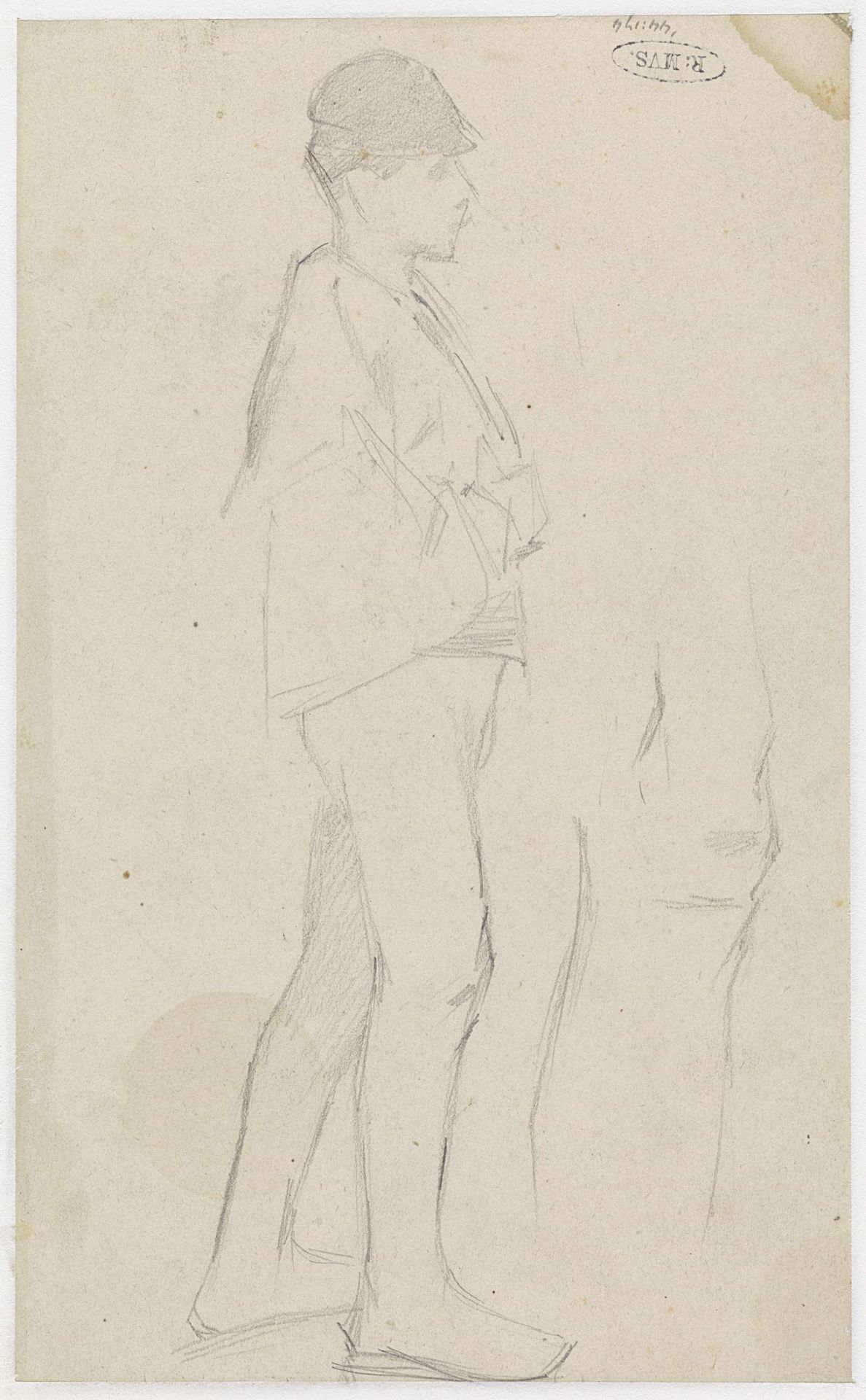 Naar rechts lopende man by Antoon Derkinderen