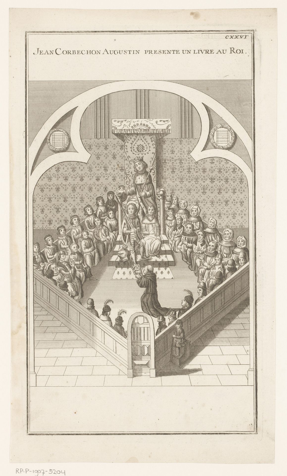 Augustijner monnik presenteert een boek aan koning Karel V by Dominique Sornique