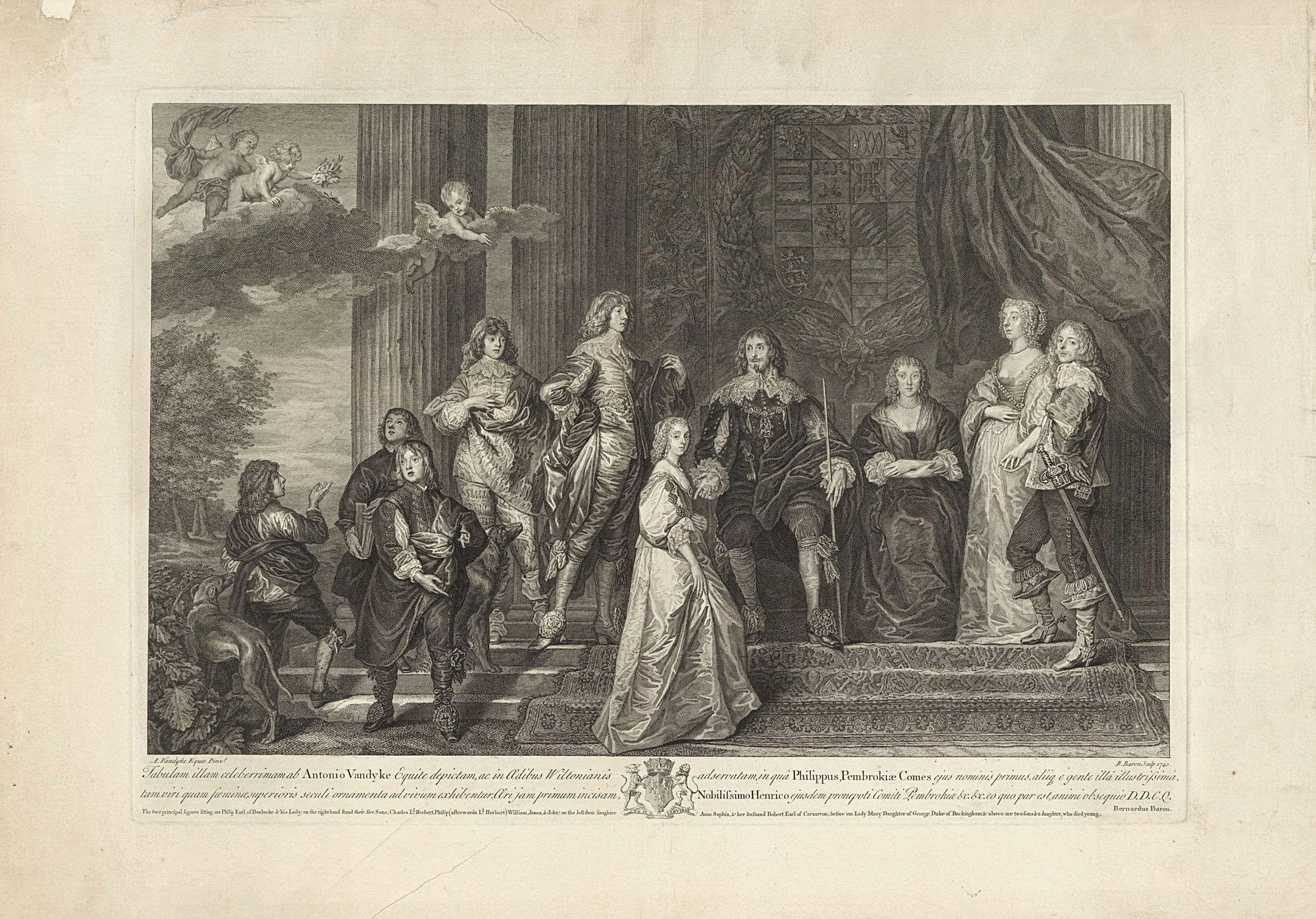 Portret van Philip Herbert, graaf van Pembroke, met zijn familie by Bernard Baron