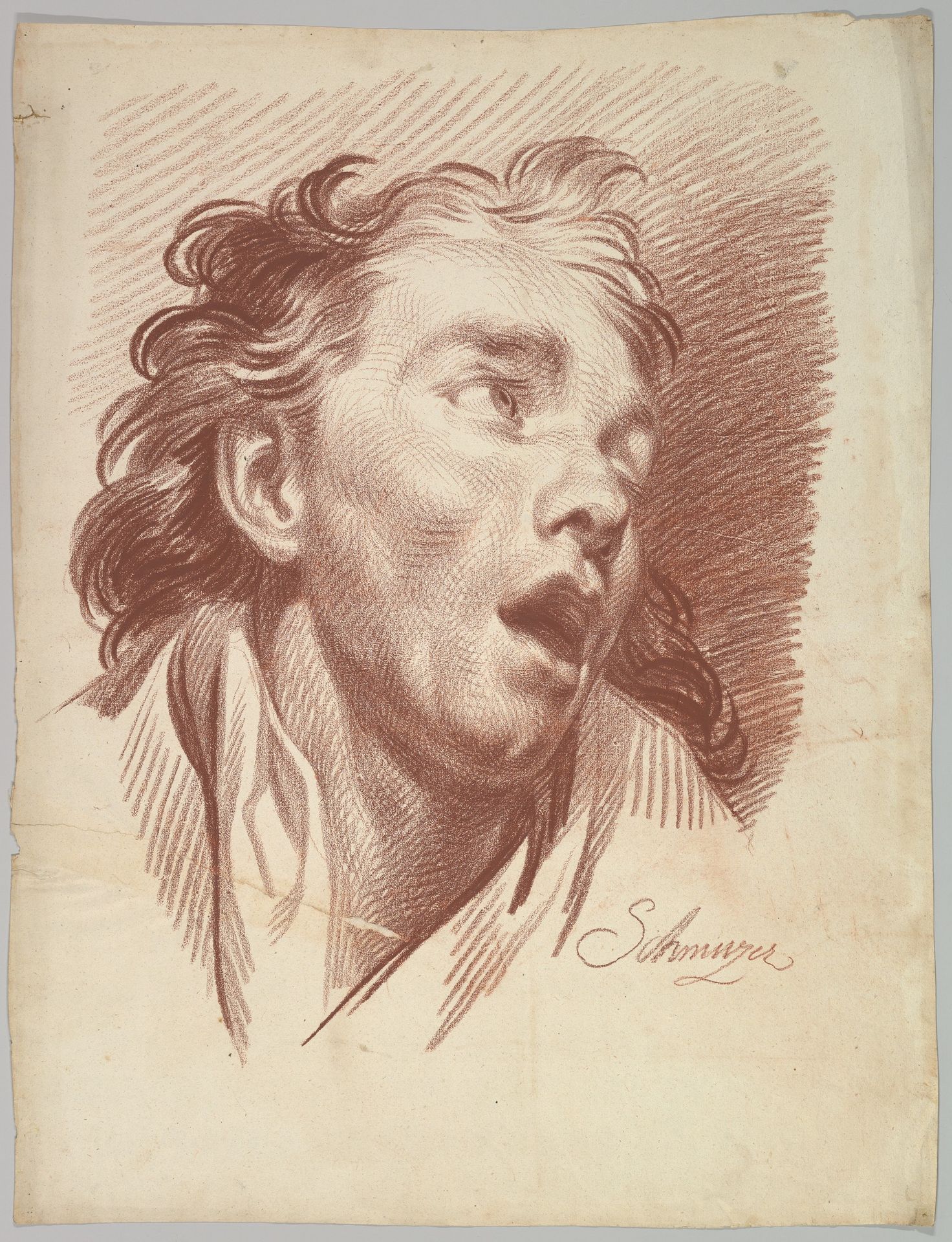 Head of a Youth with Open Mouth by Jakob Matthias Schmutzer