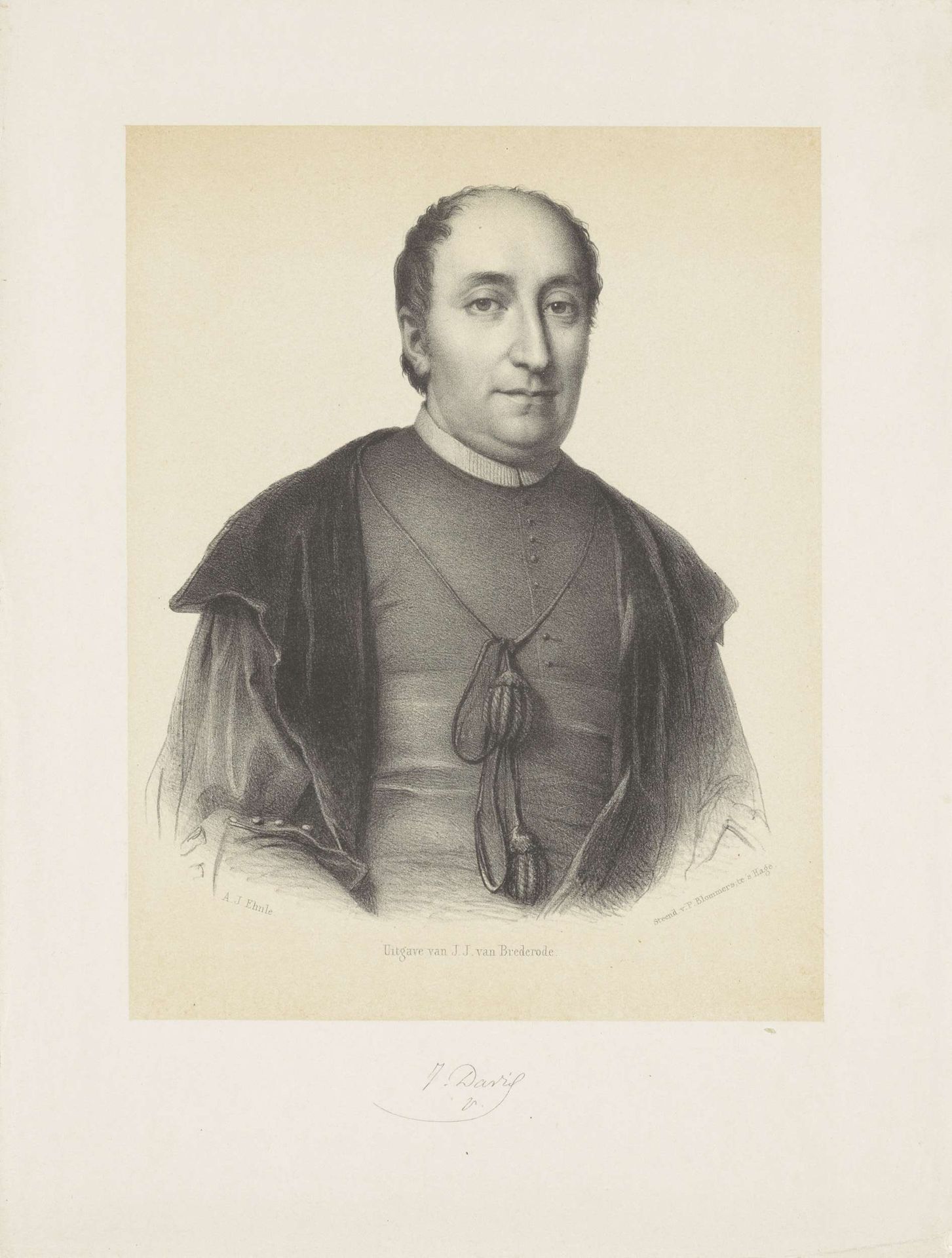 Portret van Jan Baptist David by Adrianus Johannes Ehnle