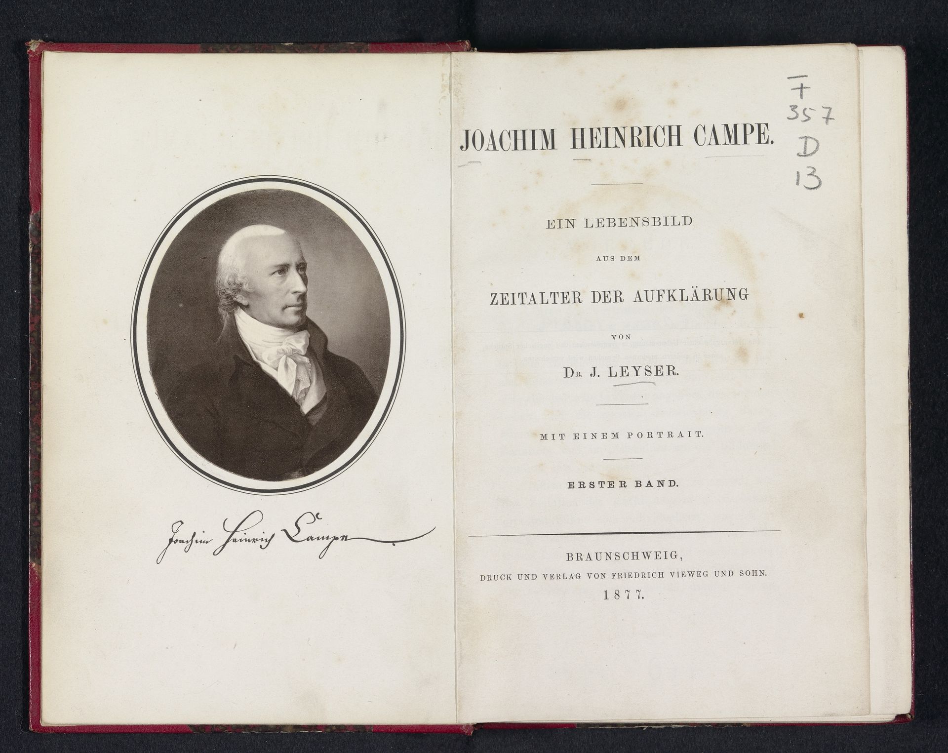 Fotoreproductie van een schilderij, voorstellende een portret van Joachim Heinrich Campe by Anonymous