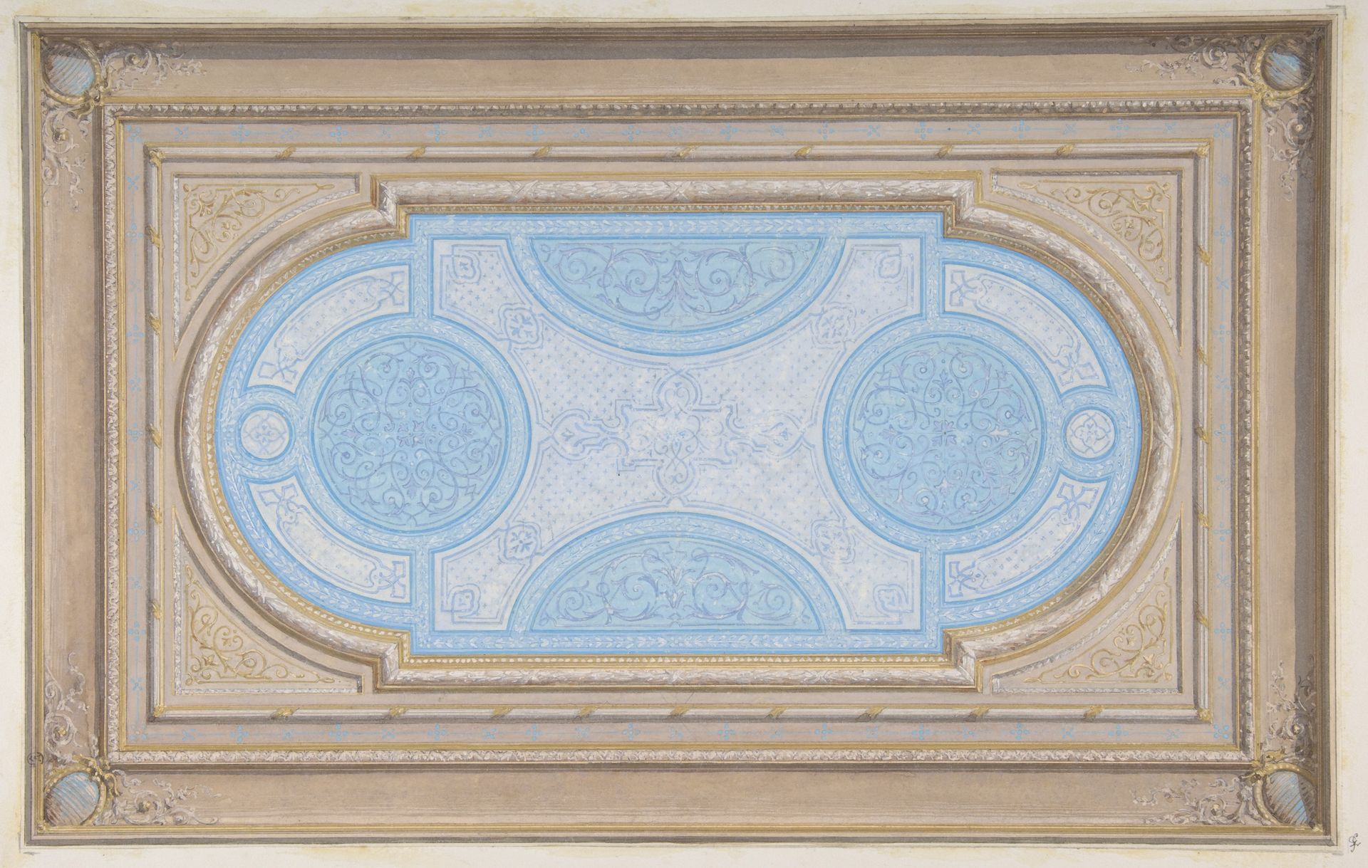Design for a ceiling painted in filagree designs by Jules-Edmond-Charles Lachaise