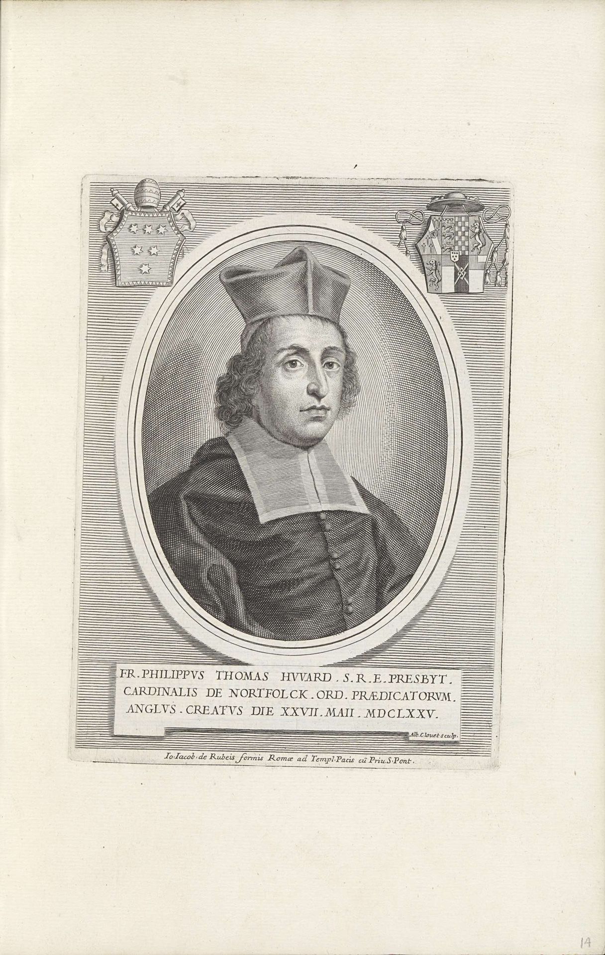 Portret van kardinaal Philip Thomas Howard of Norfolk by Albertus Clouwet