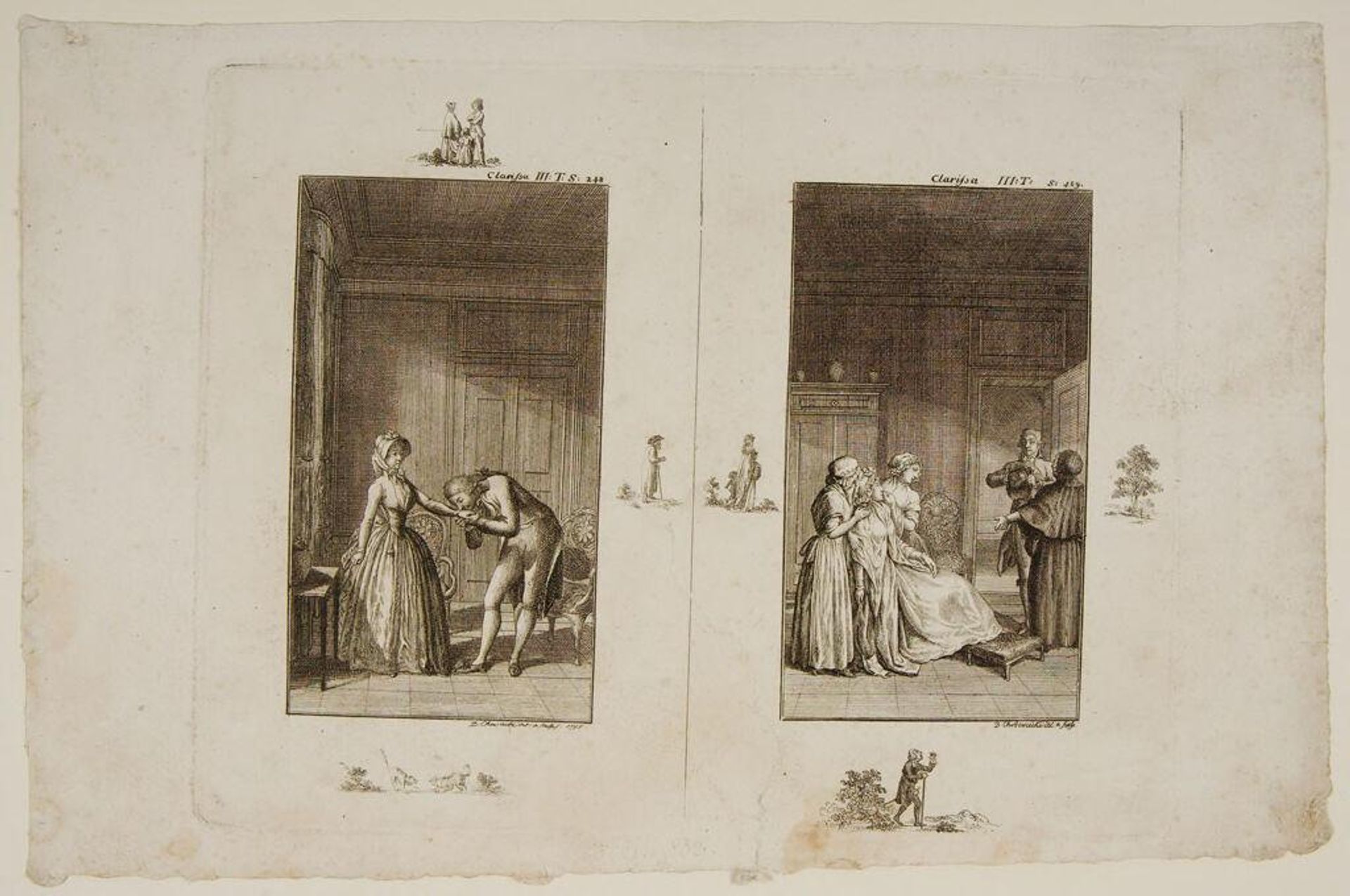 Two Scenes from "Clarissa" by Daniel Nikolaus Chodowiecki