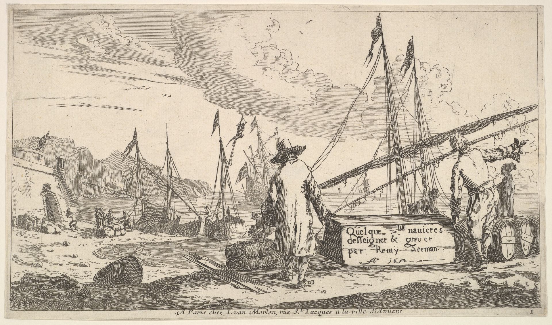 title page, "Quelque navieres deisseigner & graver par Remy Zeeman" by Reinier Nooms
