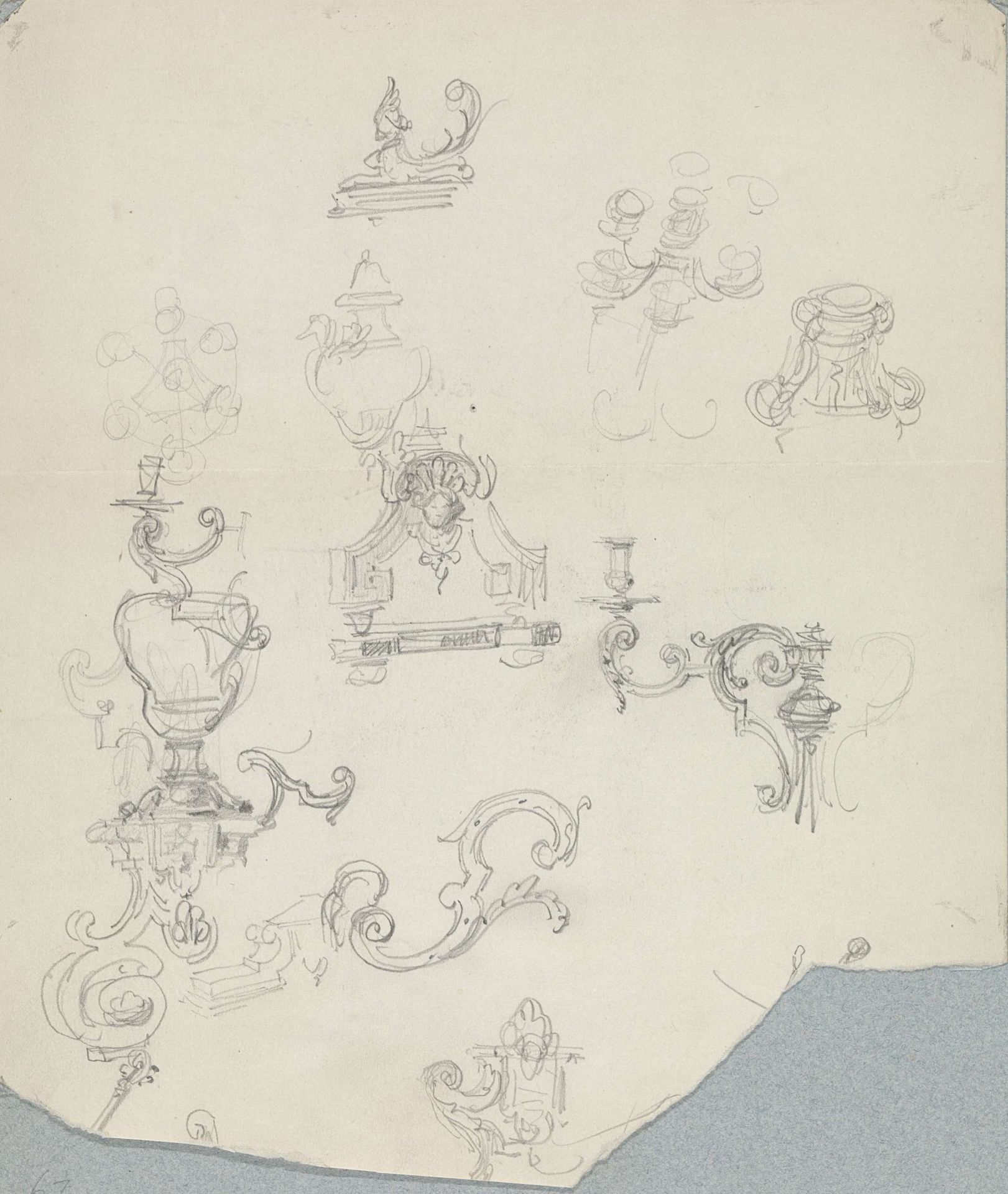 Ontwerp voor onderdelen van kandelabers en vazen by Henri Cameré
