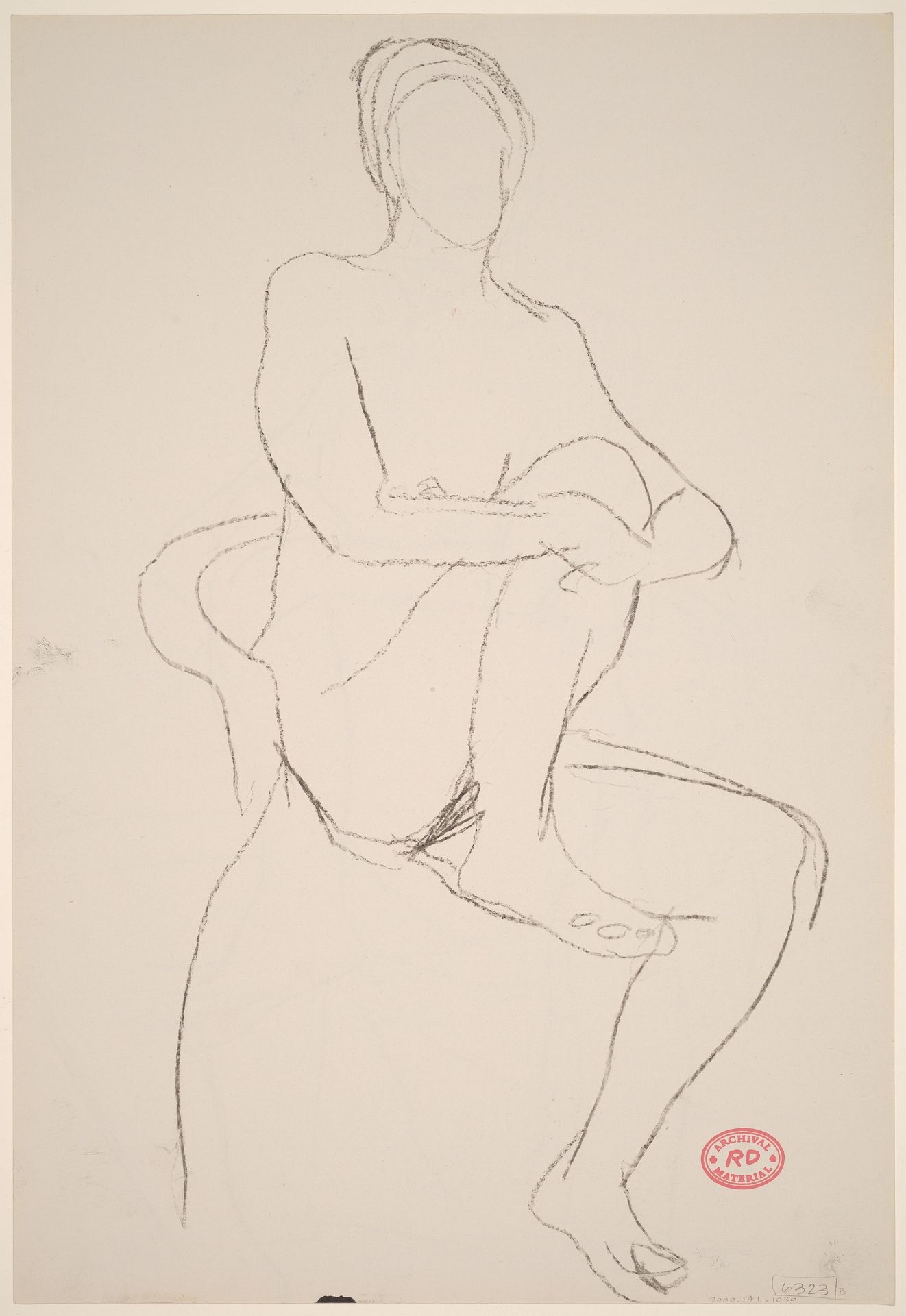Untitled [seated female nude with leg pulled into chair] [rverso] by Richard Diebenkorn