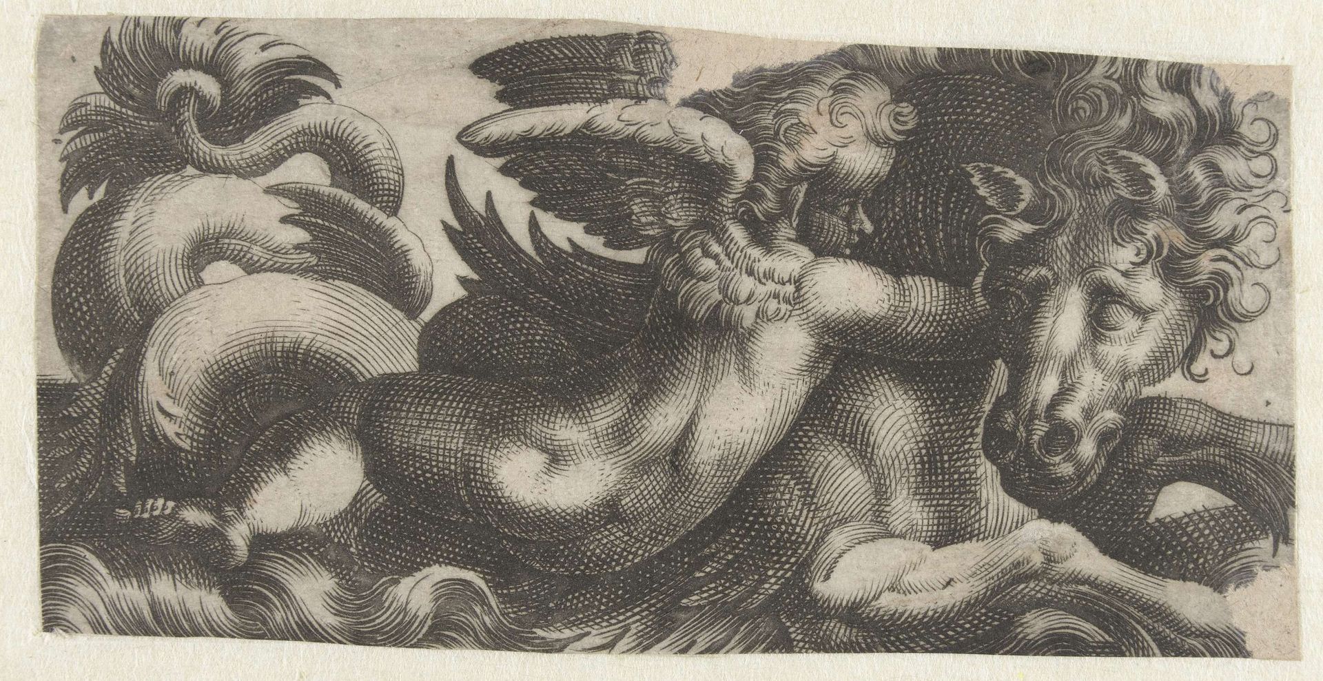Zeepaard met een putto om zijn hals by Giovanni Andrea Maglioli