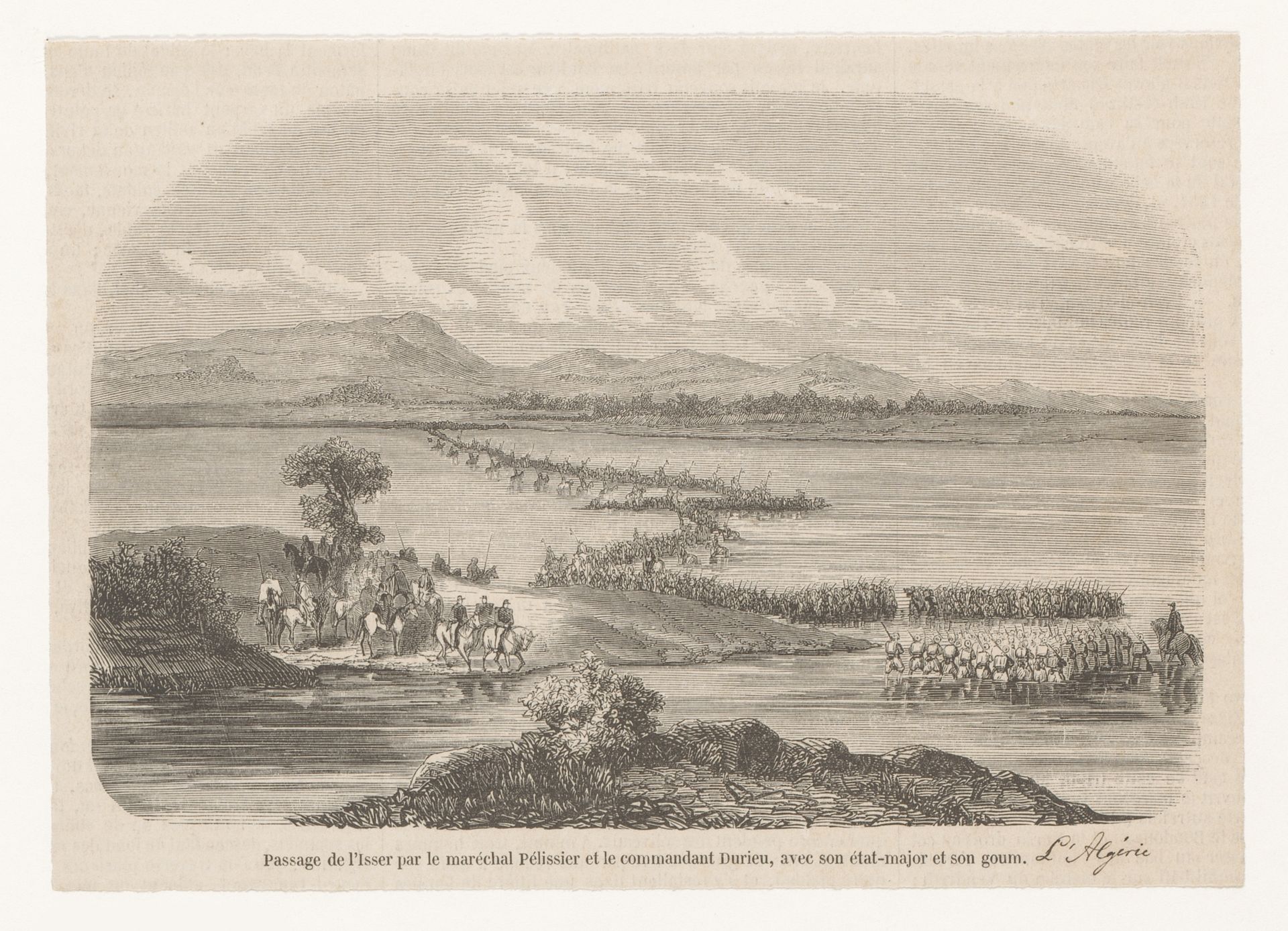 Oversteek van de rivier Isser in Algerije door Aimable Pélissier en commandant Durieu en hun troepen by Anonymous