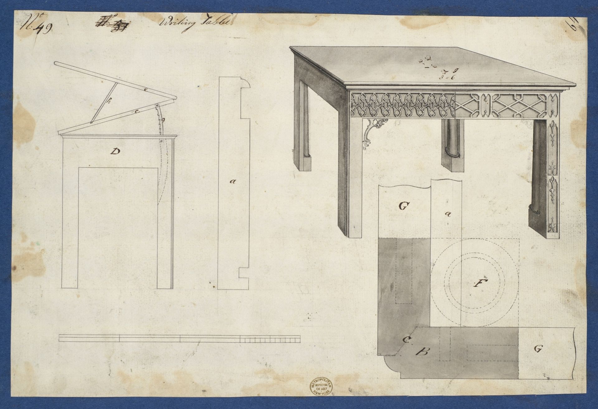 Writing Table, from Chippendale Drawings, Vol. II by Thomas Chippendale